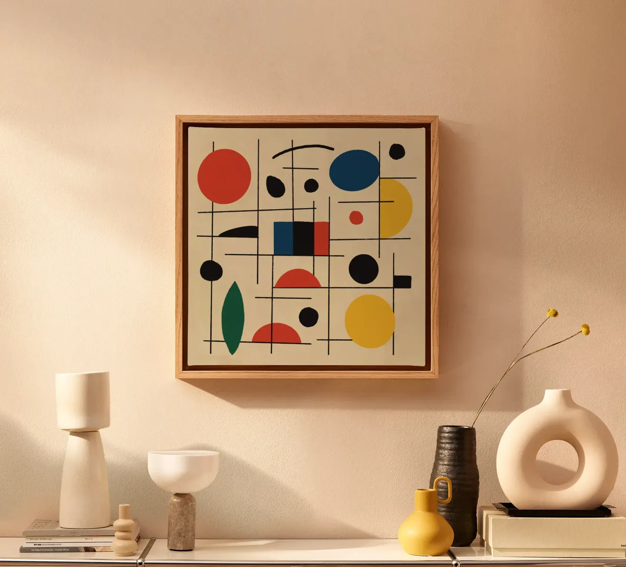 Geometric Composition with Circles and Lines canvas by Life of Pie