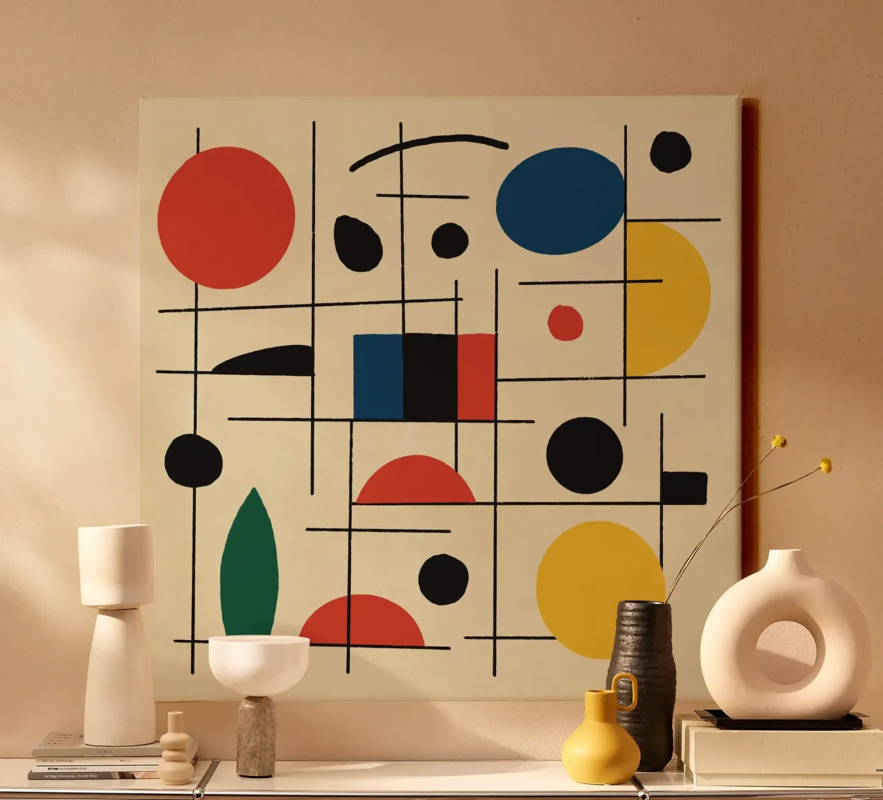 Geometric Composition with Circles and Lines canvas by Life of Pie