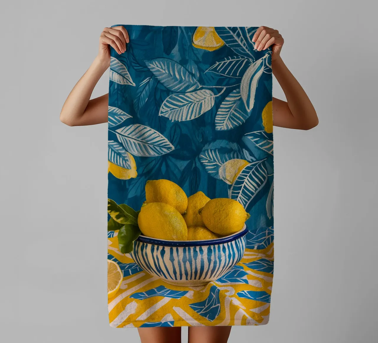 Zitronensommer Stillleben | Digitale Mischtechnik Handtuch von Autofocus