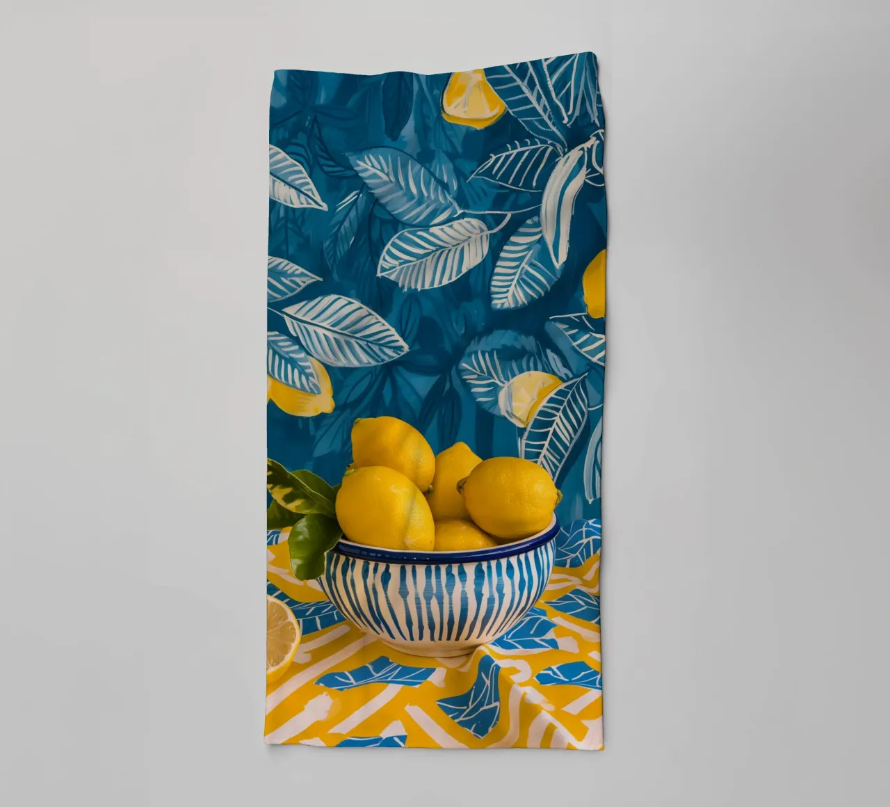Zitronensommer Stillleben | Digitale Mischtechnik Handtuch von Autofocus