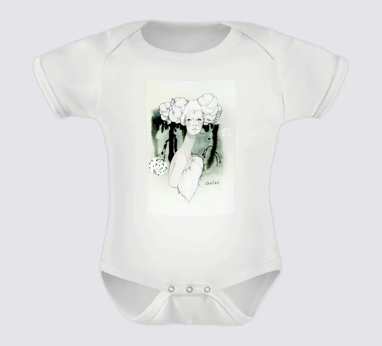 Widder short-sleeve baby romper by Ekaterina Koroleva