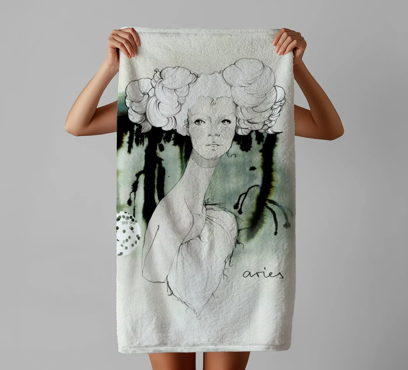 Widder badhanddoek van Ekaterina Koroleva