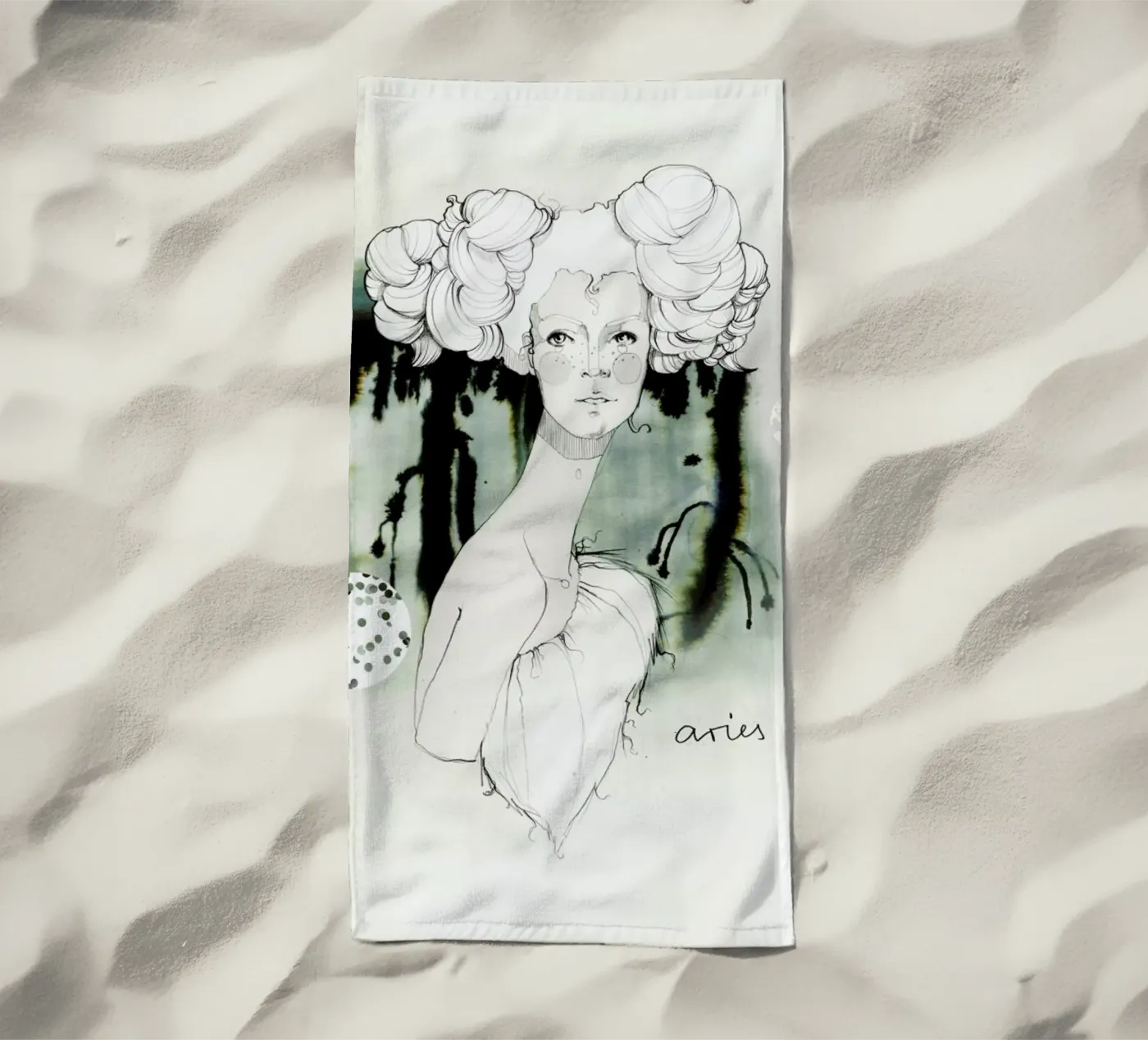 Widder Strandtuch von Ekaterina Koroleva