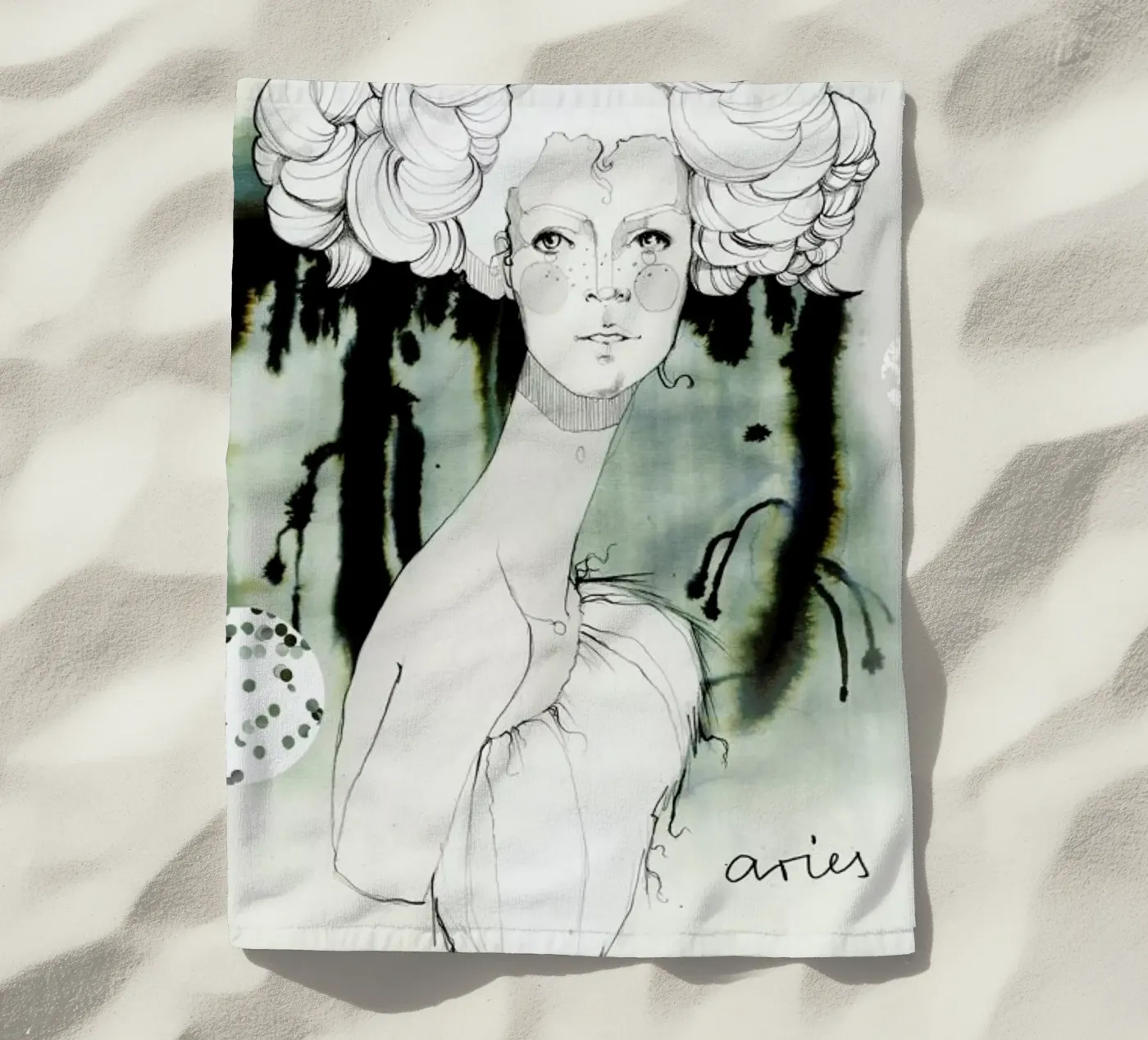 Widder Strandtuch von Ekaterina Koroleva