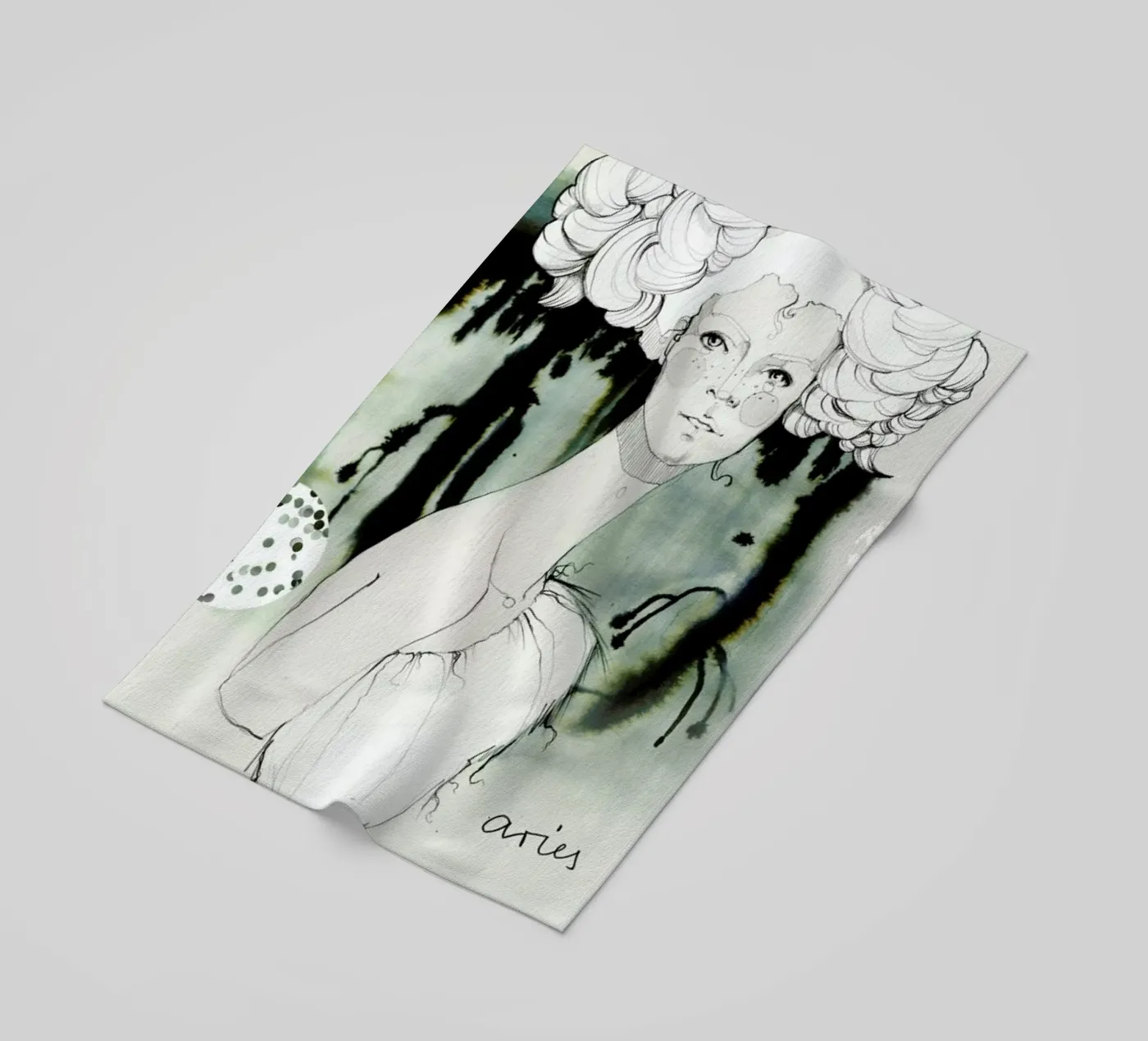 Widder Strandtuch von Ekaterina Koroleva