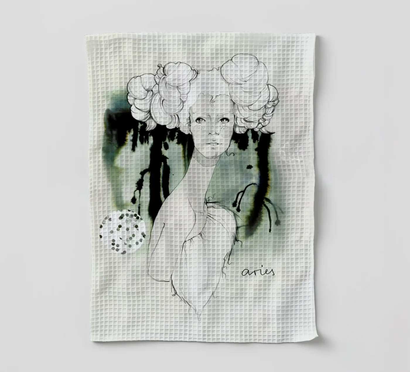 Widder tea towel by Ekaterina Koroleva
