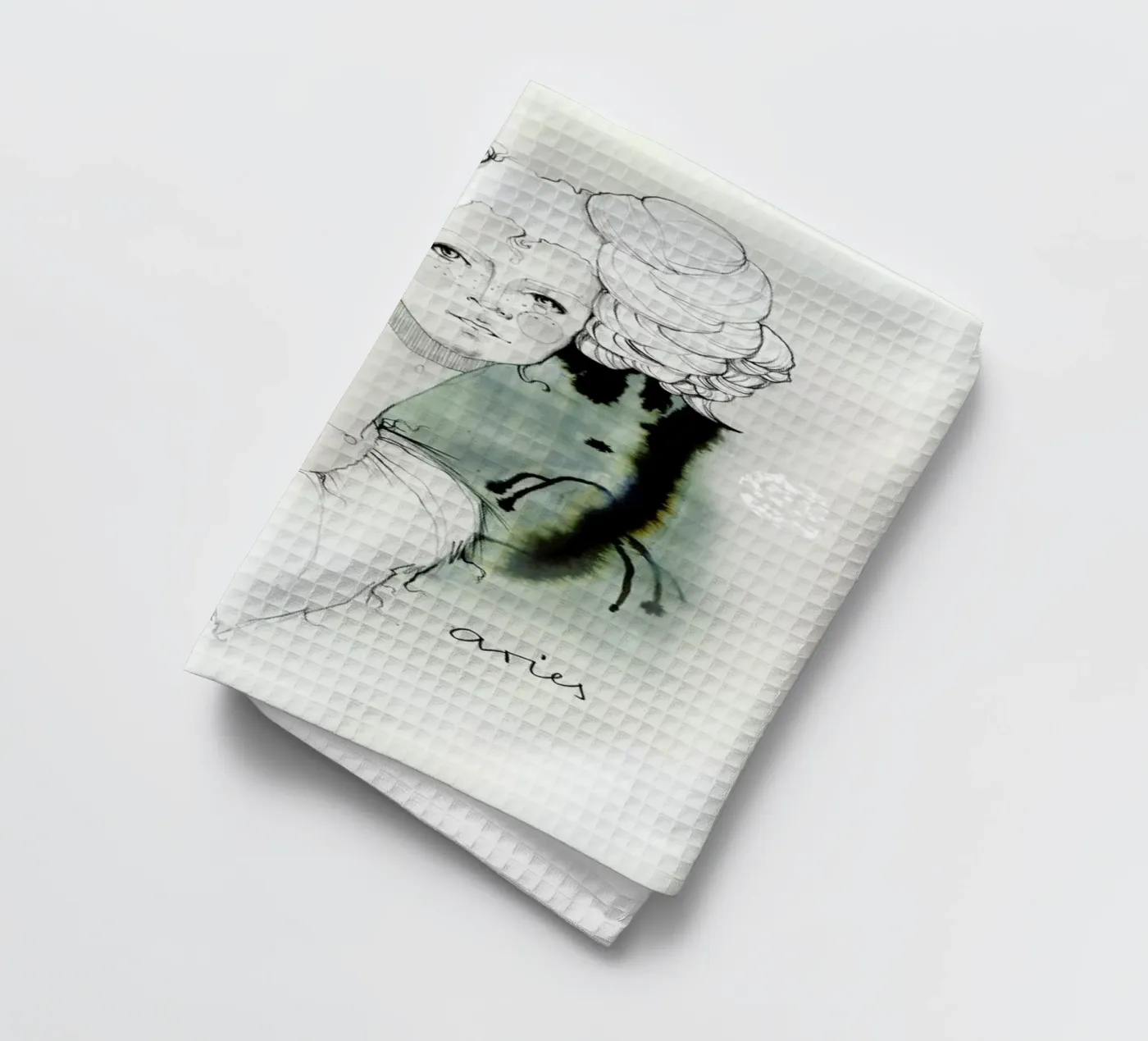 Widder tea towel by Ekaterina Koroleva