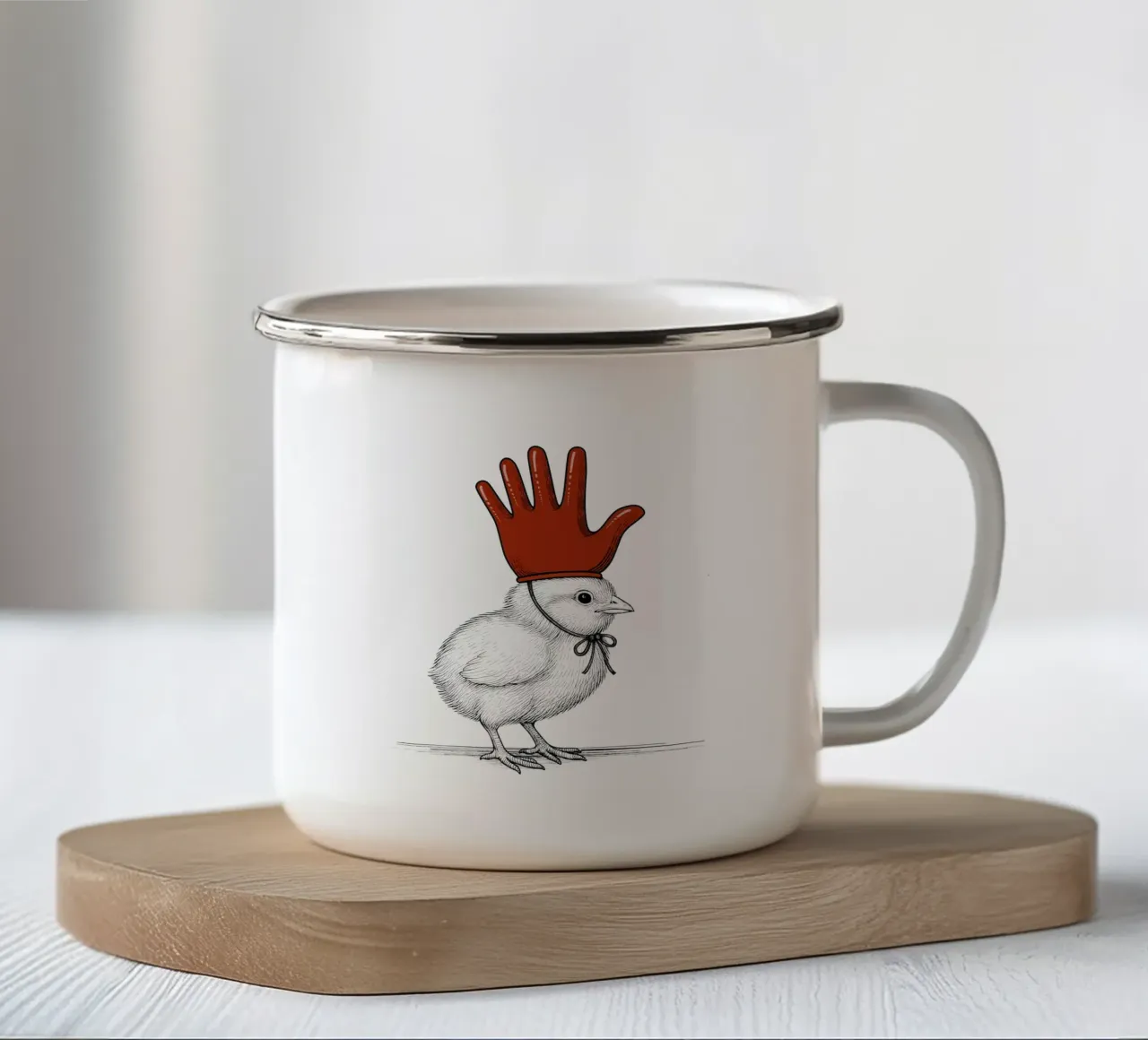 The Rooster tazza in smalto da Elegant Absurd