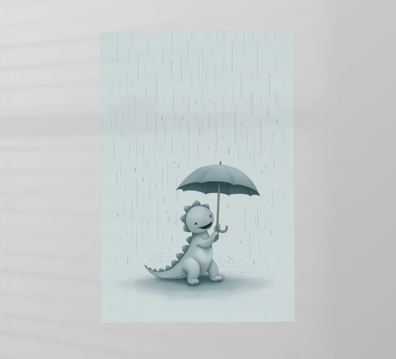 Dinosauro con ombrello sotto la pioggia pellicola backlit da DesignDoodle