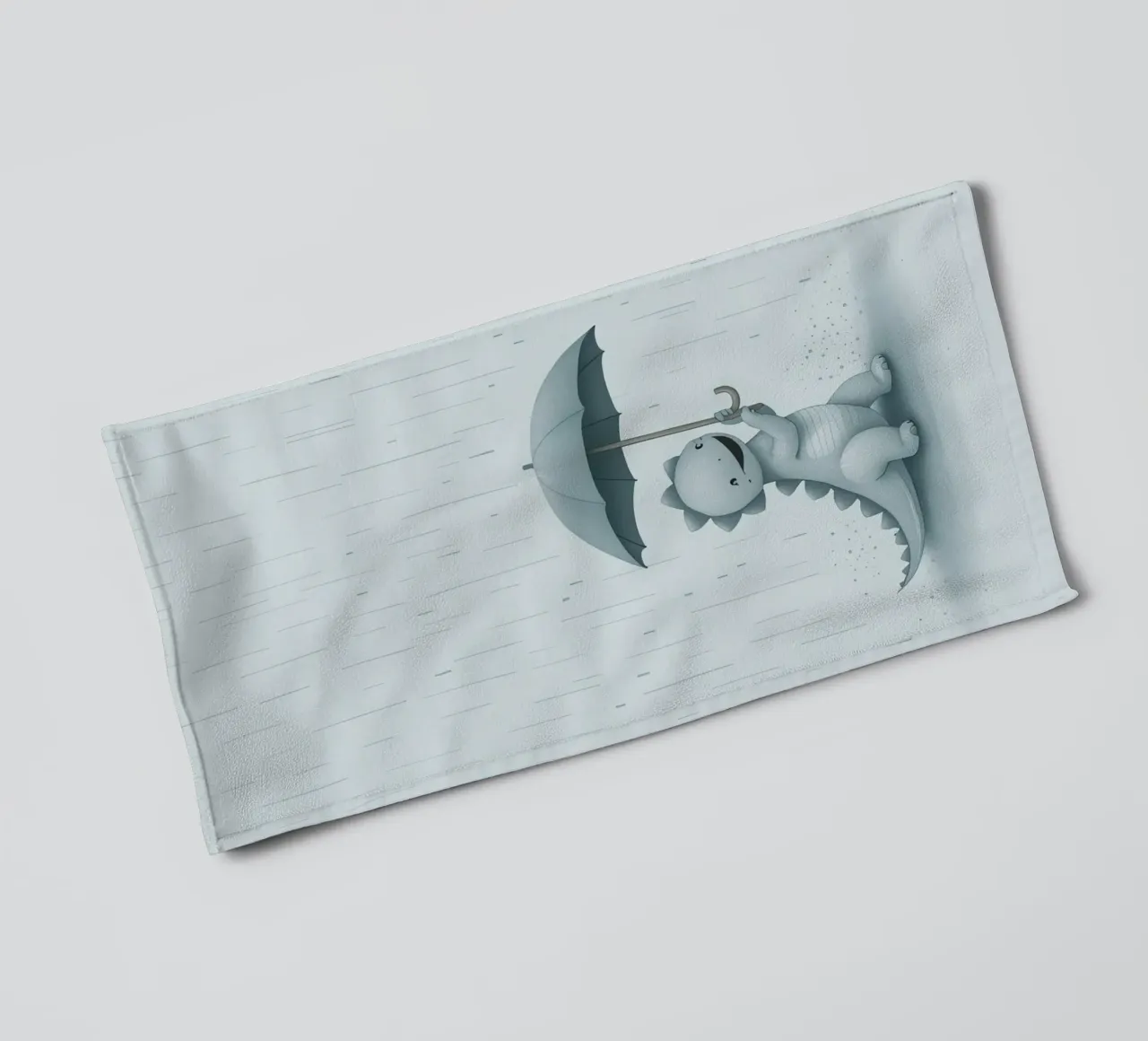 Dinosauro con ombrello sotto la pioggia asciugamano da bagno da DesignDoodle