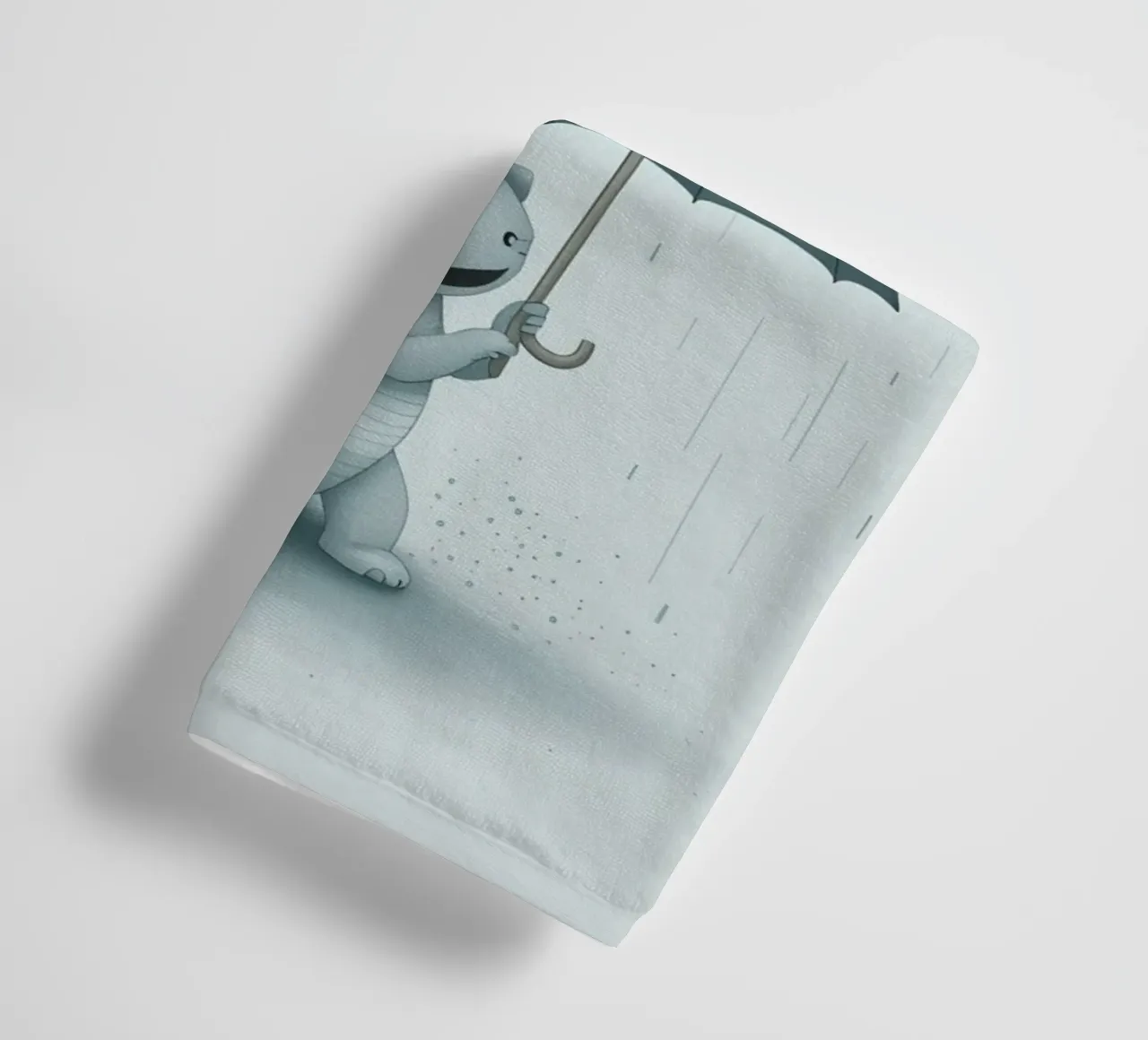 Dinosauro con ombrello sotto la pioggia asciugamano da bagno da DesignDoodle