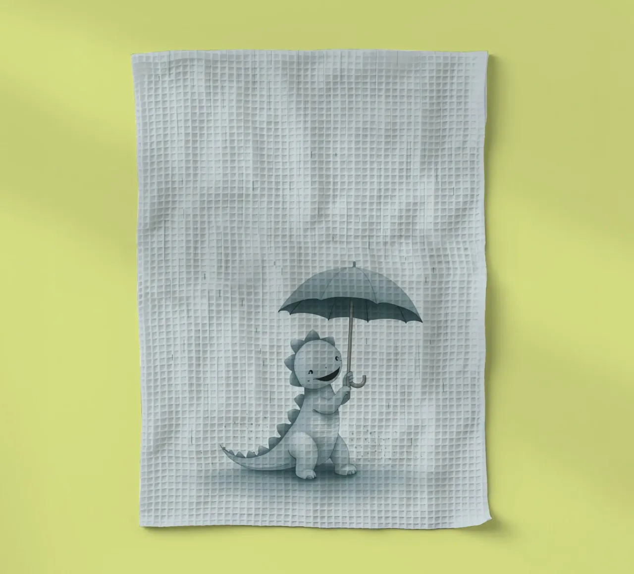 Dinosauro con ombrello sotto la pioggia canovaccio da cucina da DesignDoodle