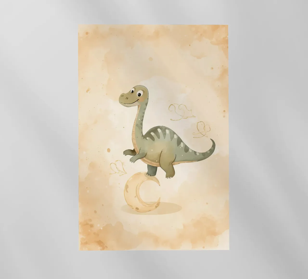 Dinosauro carino in equilibrio sulla mezzaluna pellicola backlit da DesignDoodle
