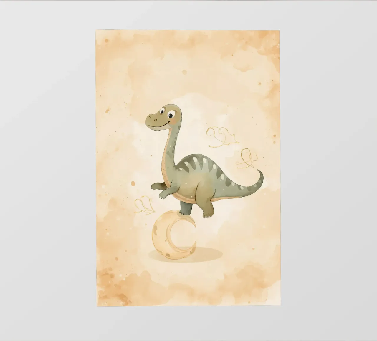 Dinosauro carino in equilibrio sulla mezzaluna telo in pvc da DesignDoodle