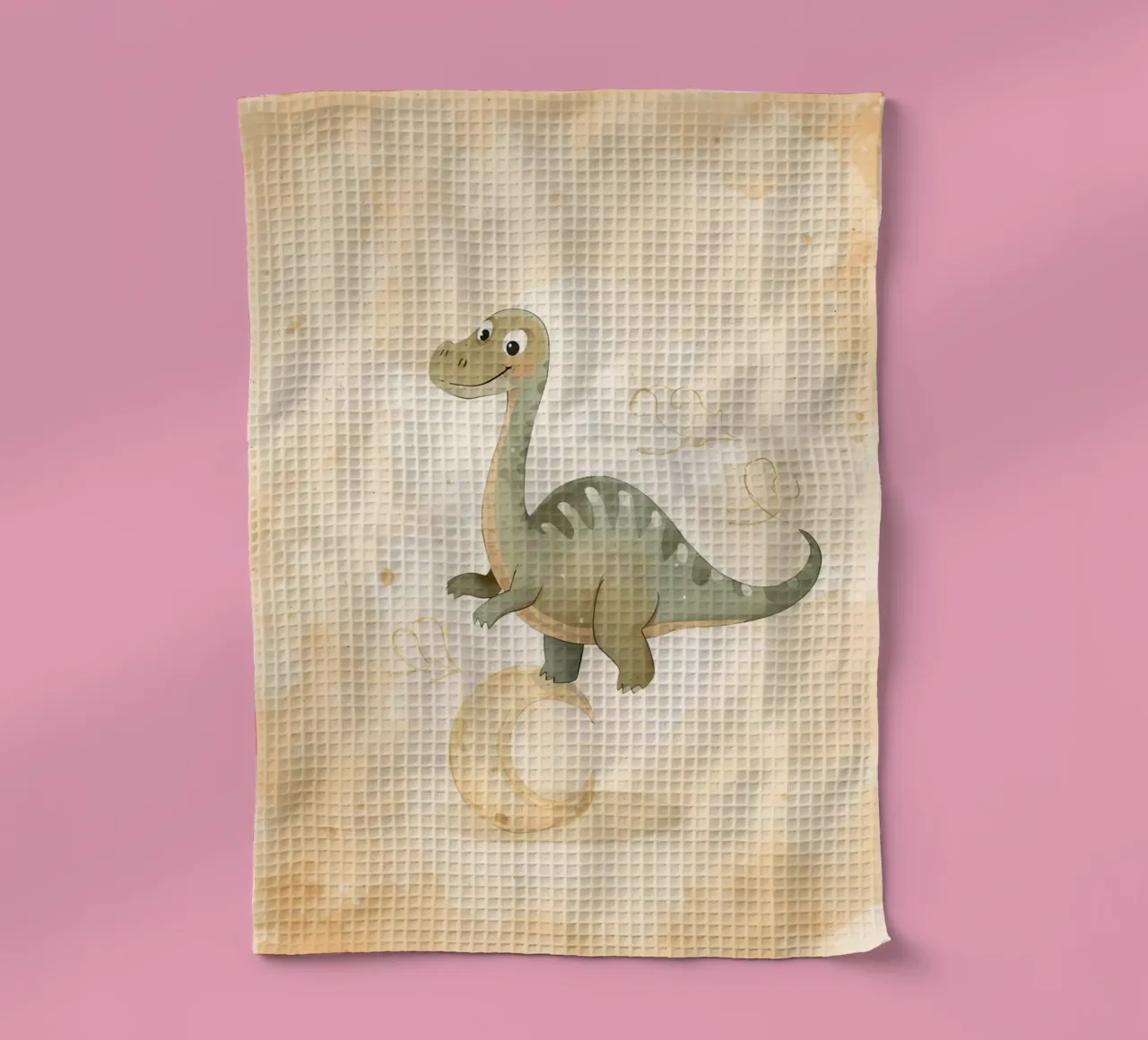 Un mignon dinosaure en équilibre sur un croissant de lune torchon de DesignDoodle