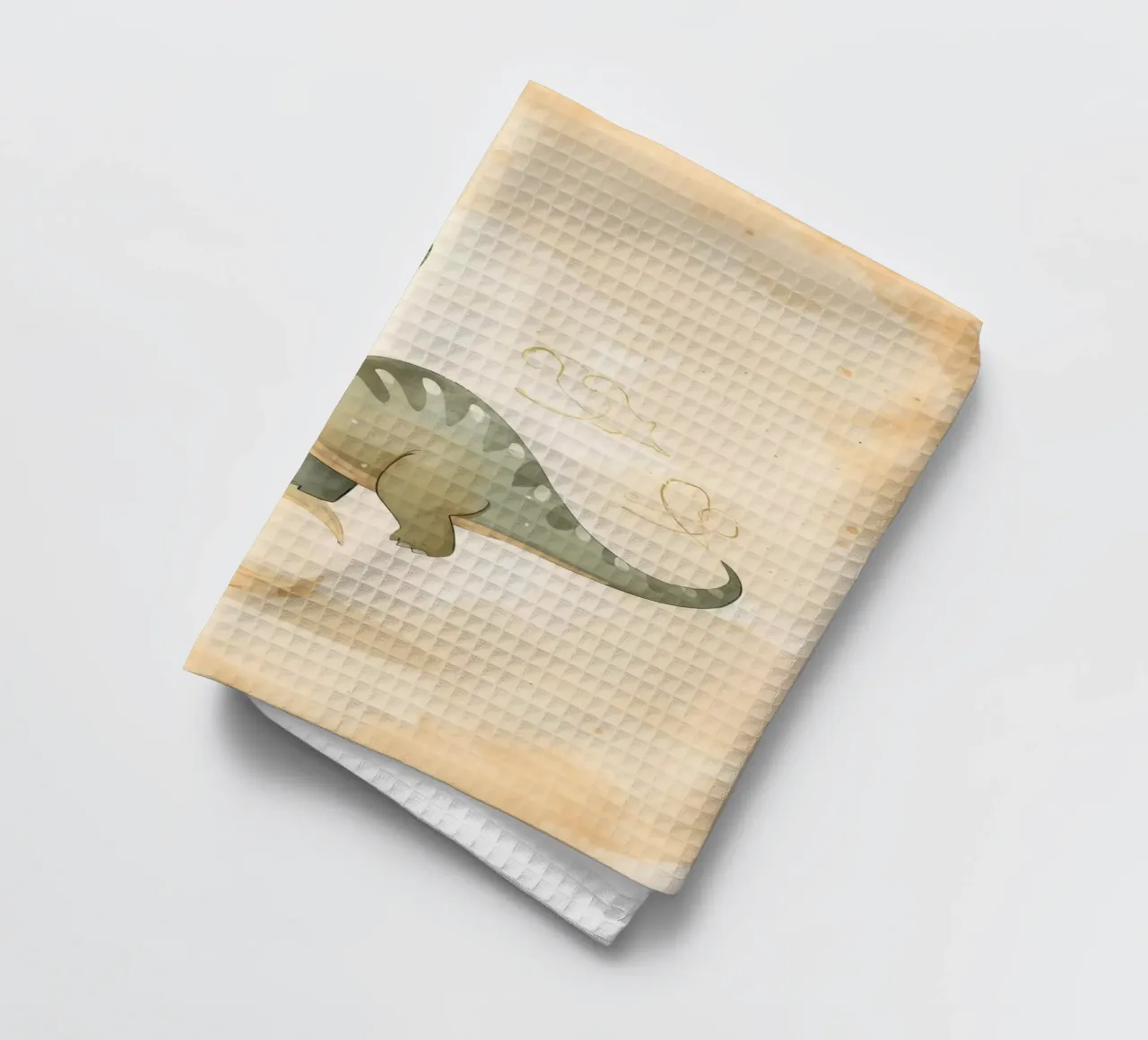 Un mignon dinosaure en équilibre sur un croissant de lune torchon de DesignDoodle