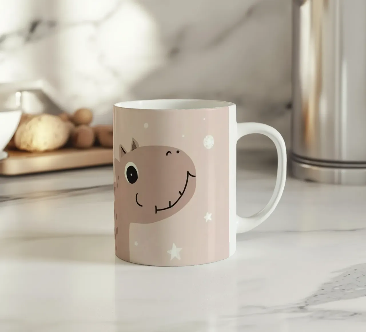 Dinosauro con stelle e nuvole tazza in ceramica da DesignDoodle