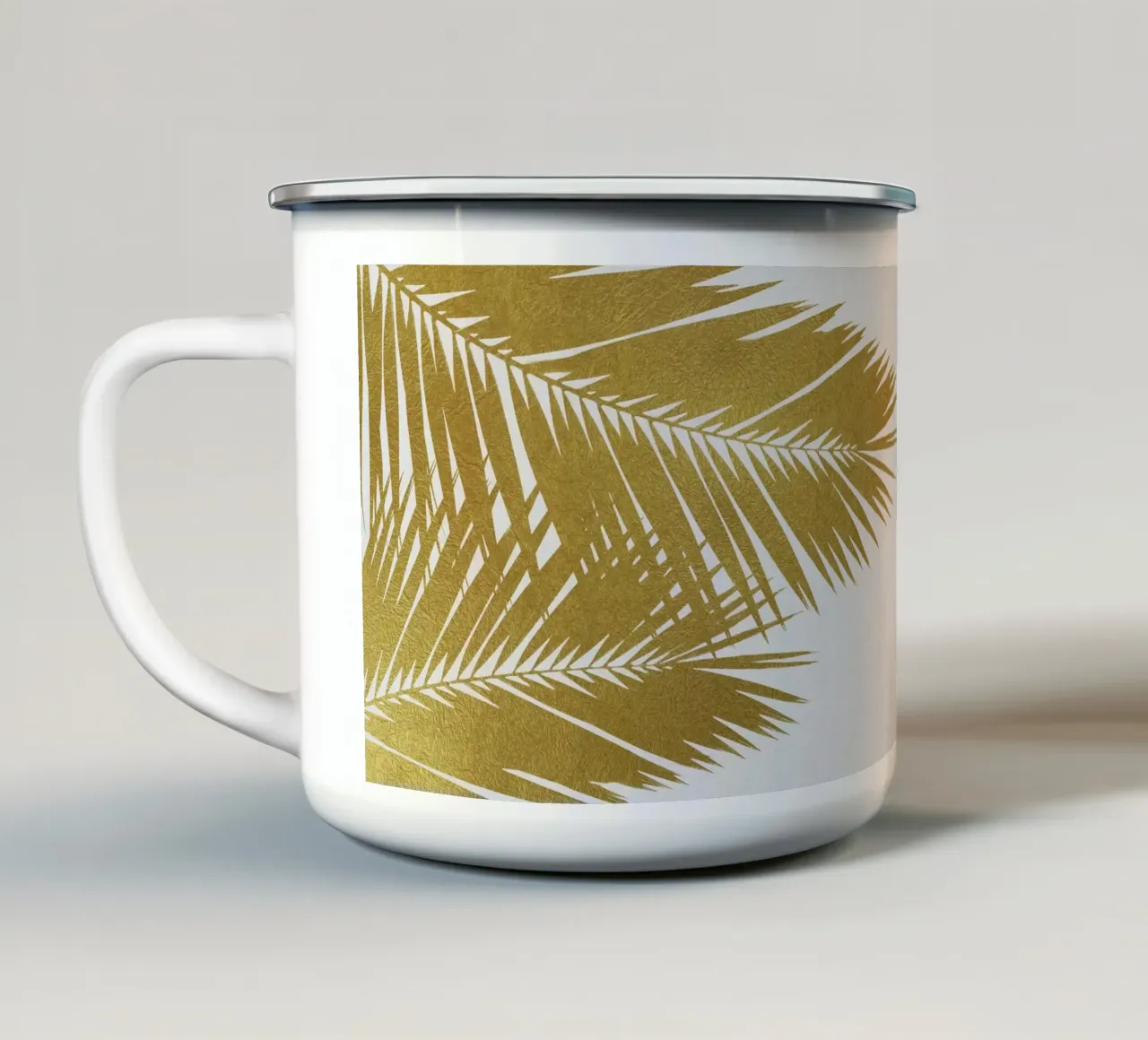 Oro a foglia di palma II tazza in smalto da Orara Studio