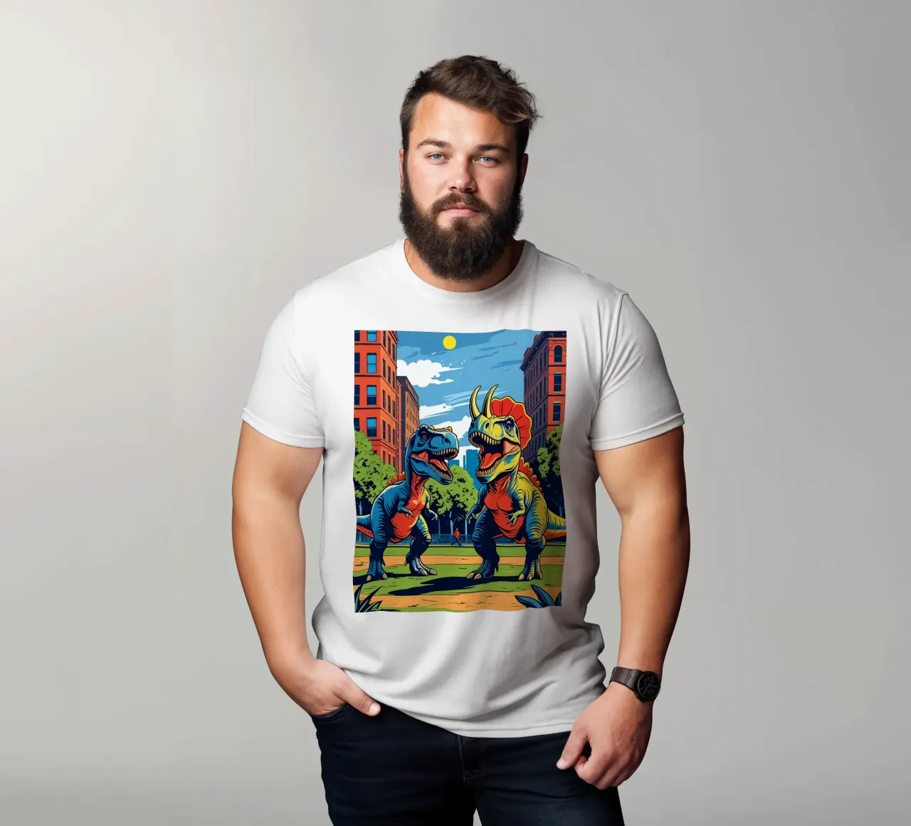 Dinosauri retrò nel parco urbano t-shirt da DesignDoodle