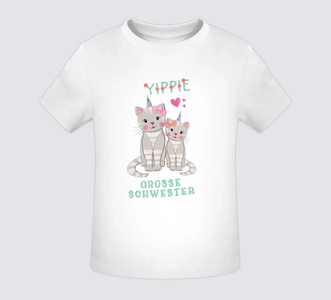 Katzen. Einhorn. Juhu, jetzt bin ich die große Schwester Baby T-Shirt von CalliLetters