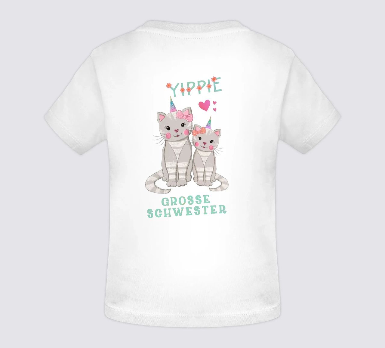 Katzen. Einhorn. Juhu, jetzt bin ich die große Schwester Baby T-Shirt von CalliLetters