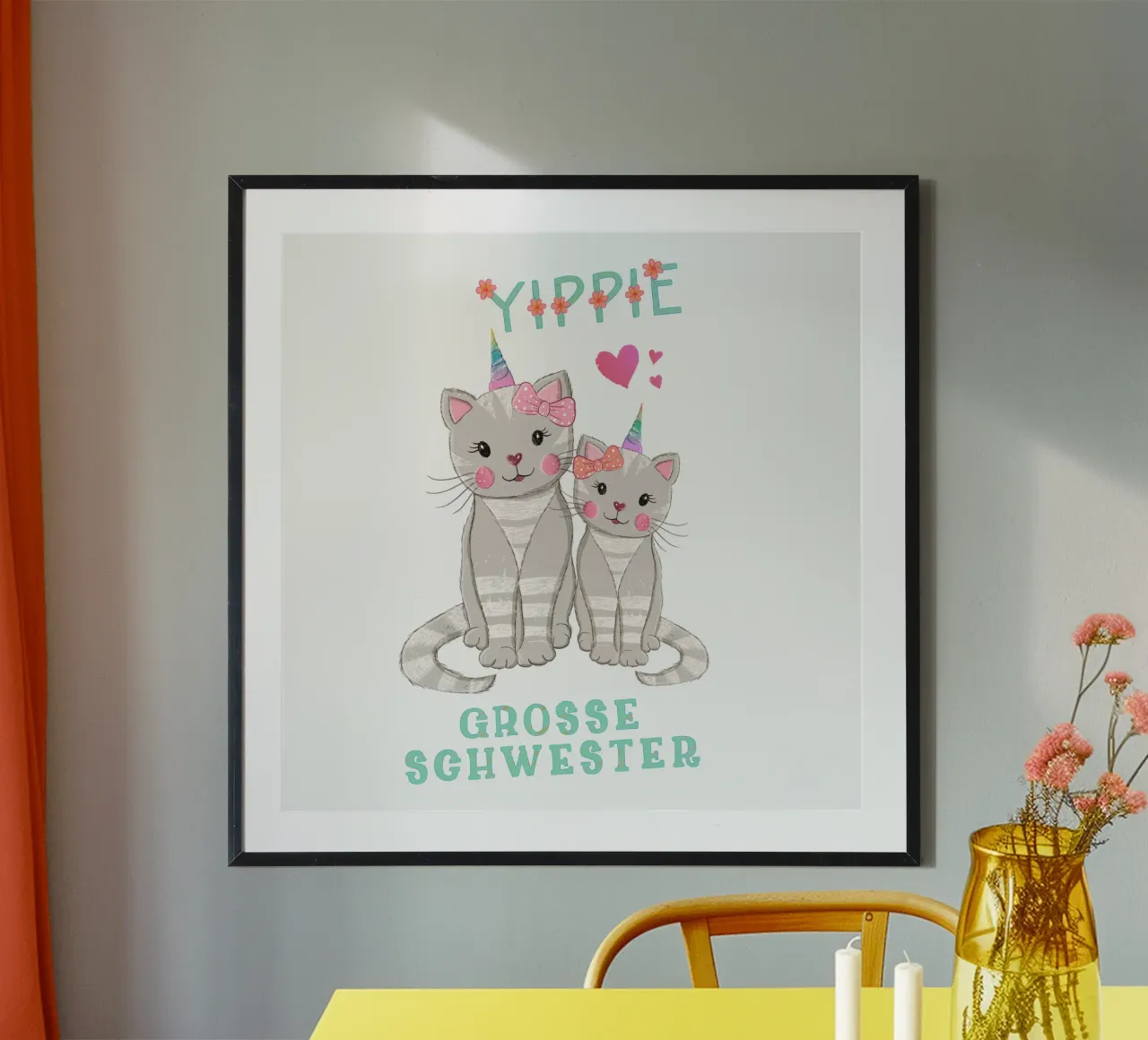 Gatti. Unicorno. Evviva, ora sono la sorella maggiore poster da CalliLetters