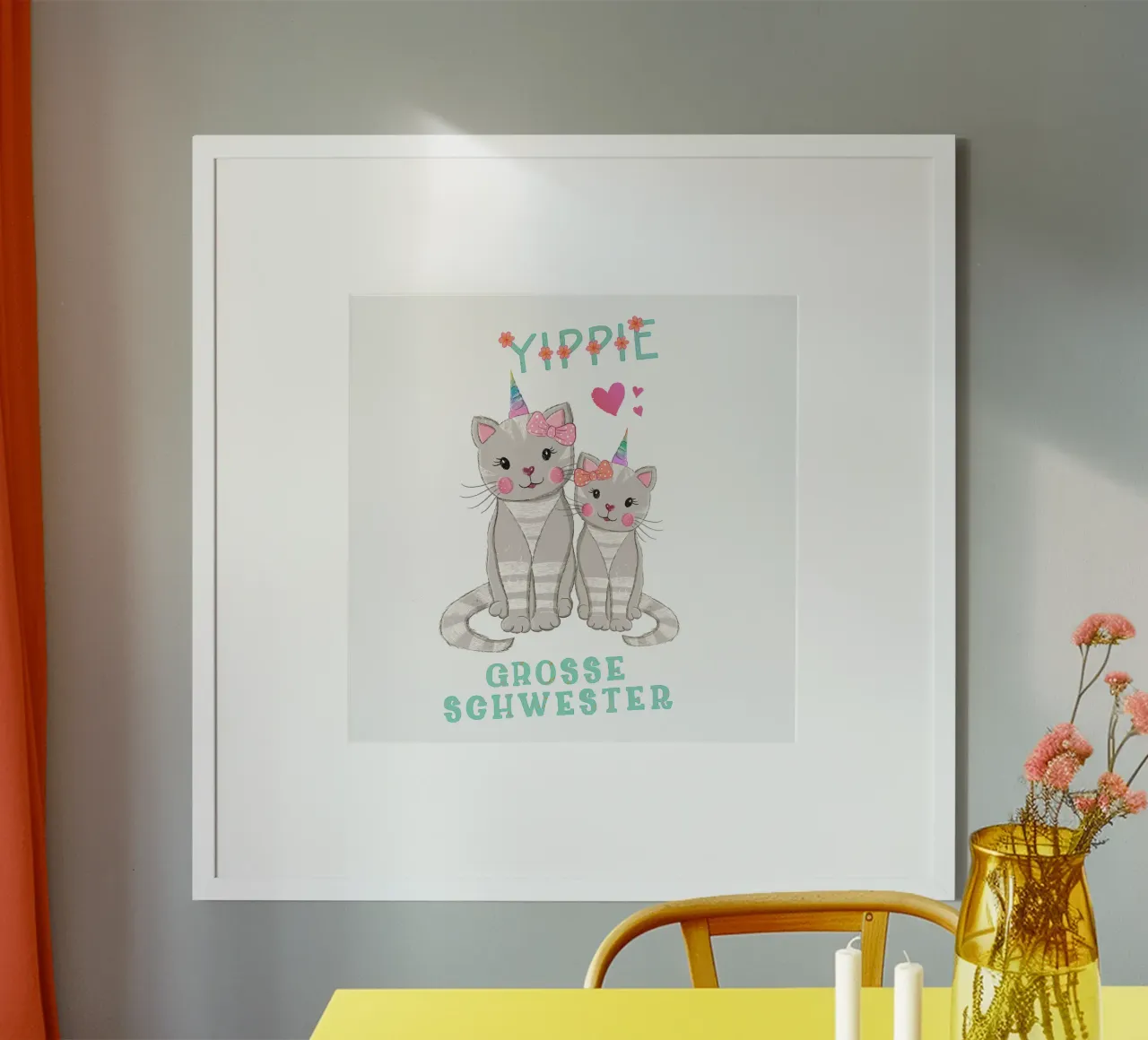 Gatti. Unicorno. Evviva, ora sono la sorella maggiore poster da CalliLetters
