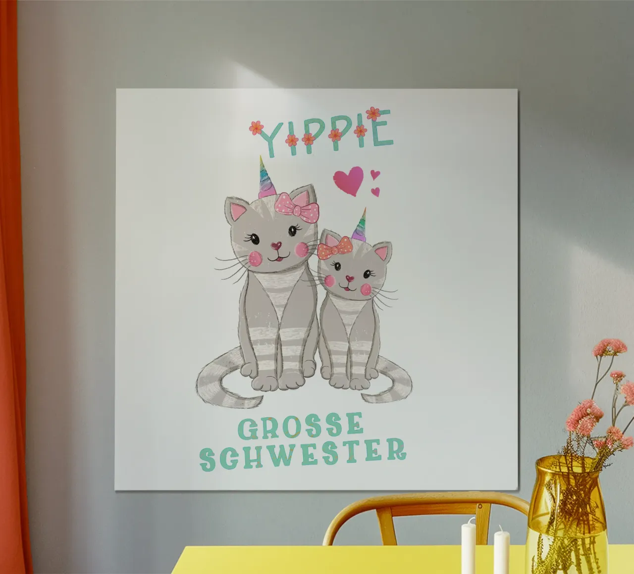 Gatti. Unicorno. Evviva, ora sono la sorella maggiore poster da CalliLetters
