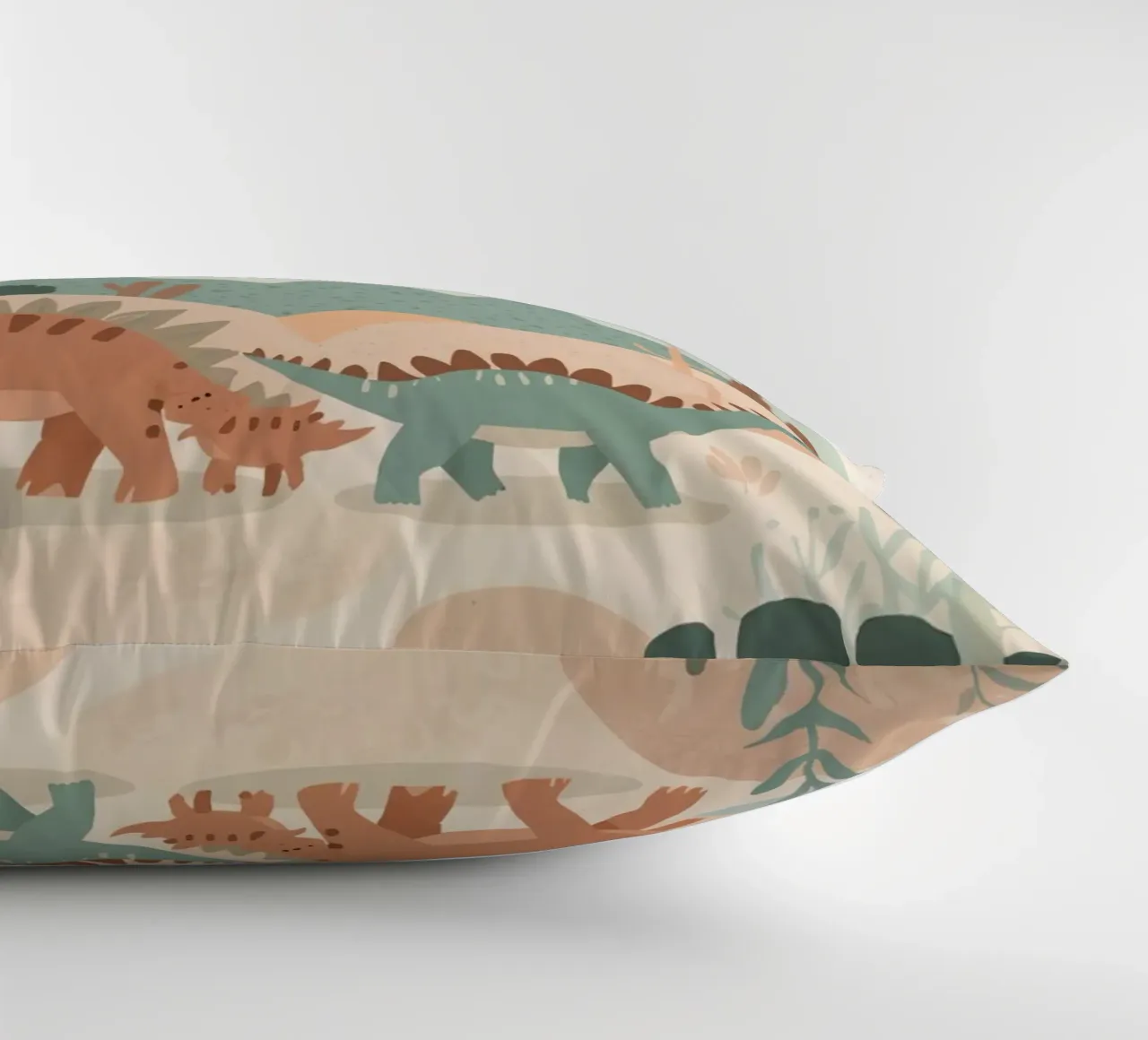 Dinosauri in un paesaggio a pastello cuscino da DesignDoodle