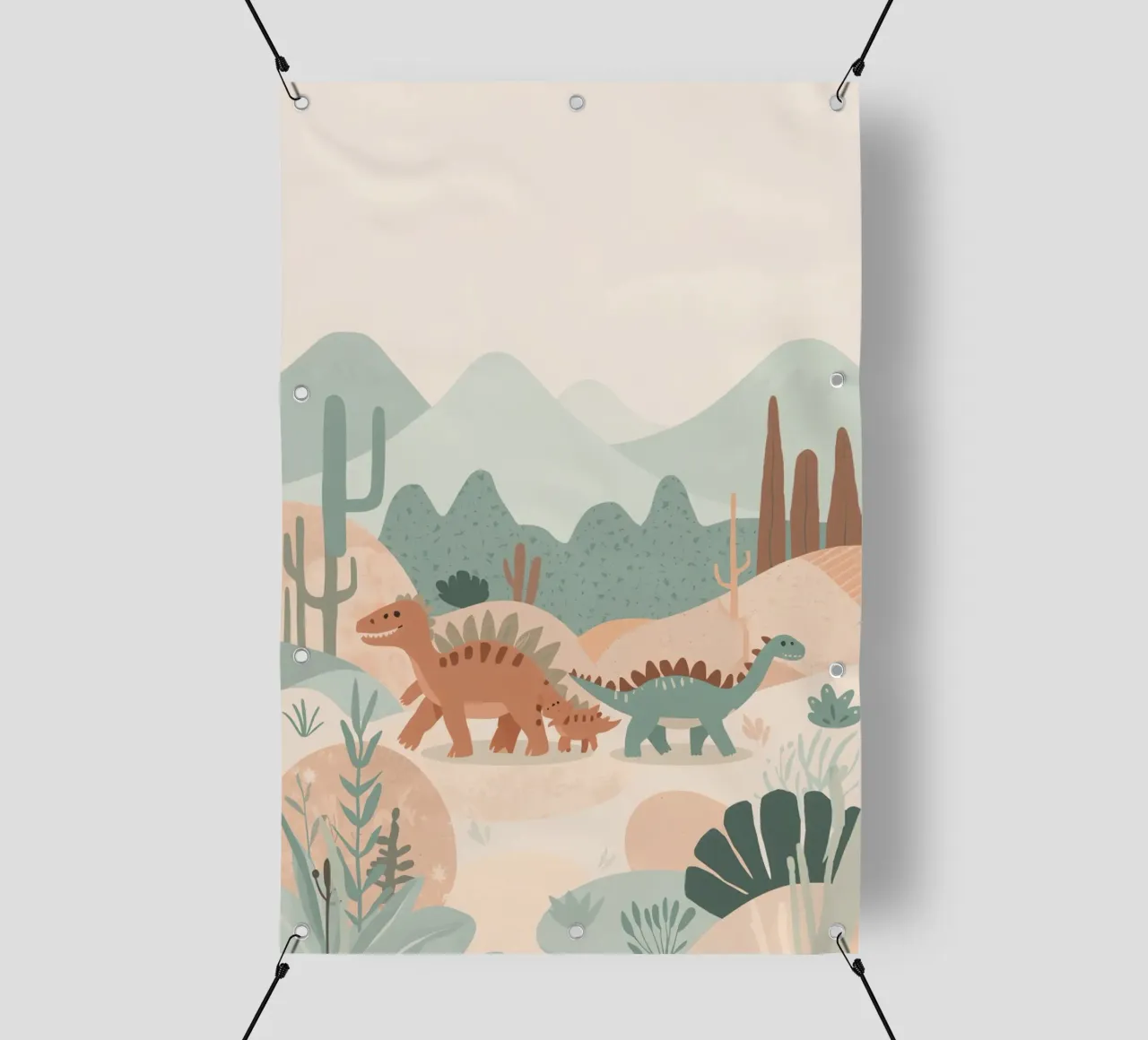 Dinosauri in un paesaggio a pastello telo in pvc da DesignDoodle
