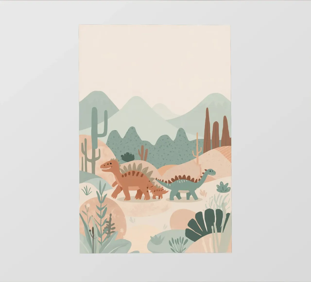 Dinosauri in un paesaggio a pastello telo in pvc da DesignDoodle