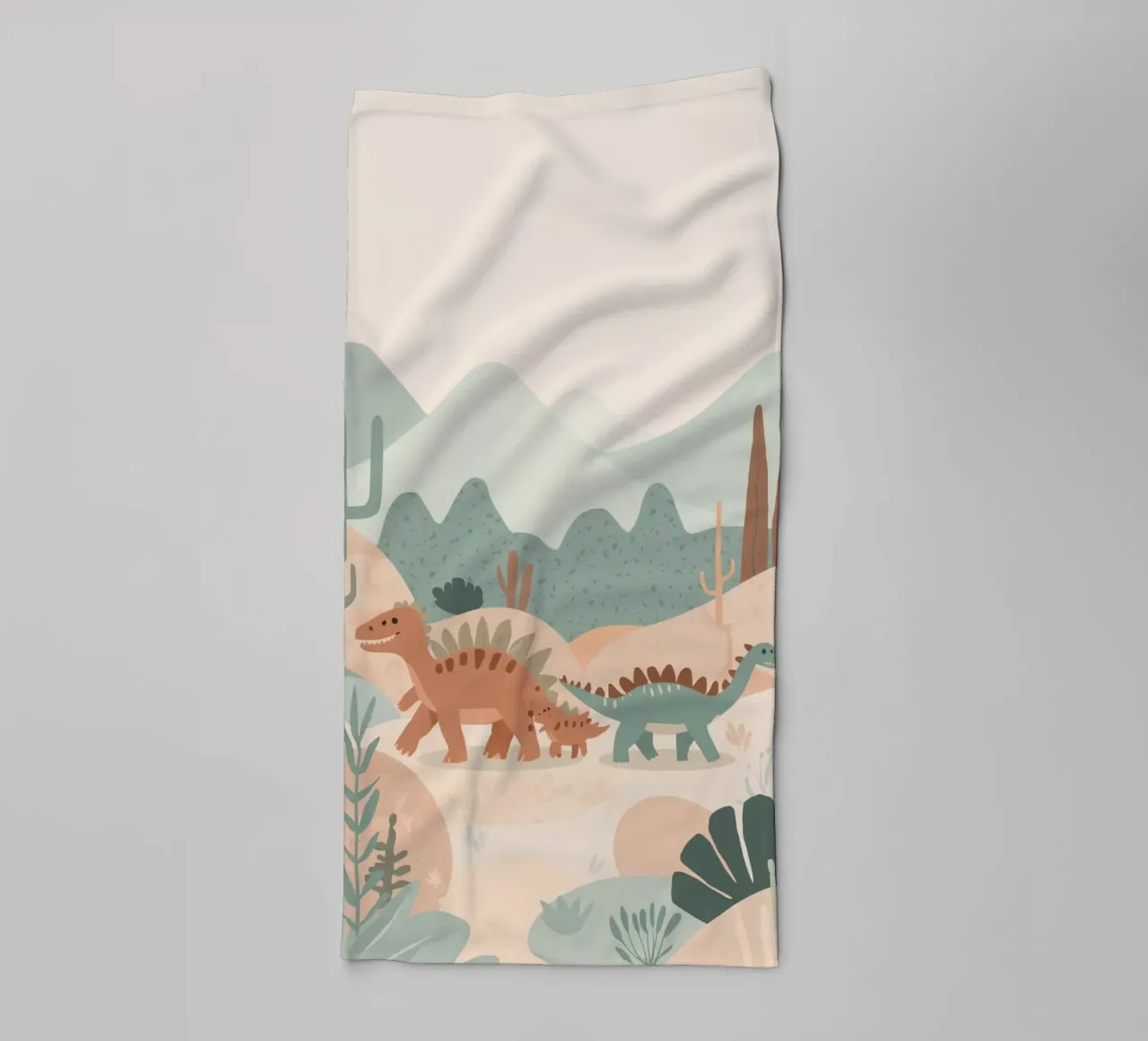 Dinosauri in un paesaggio a pastello asciugamano da bagno da DesignDoodle
