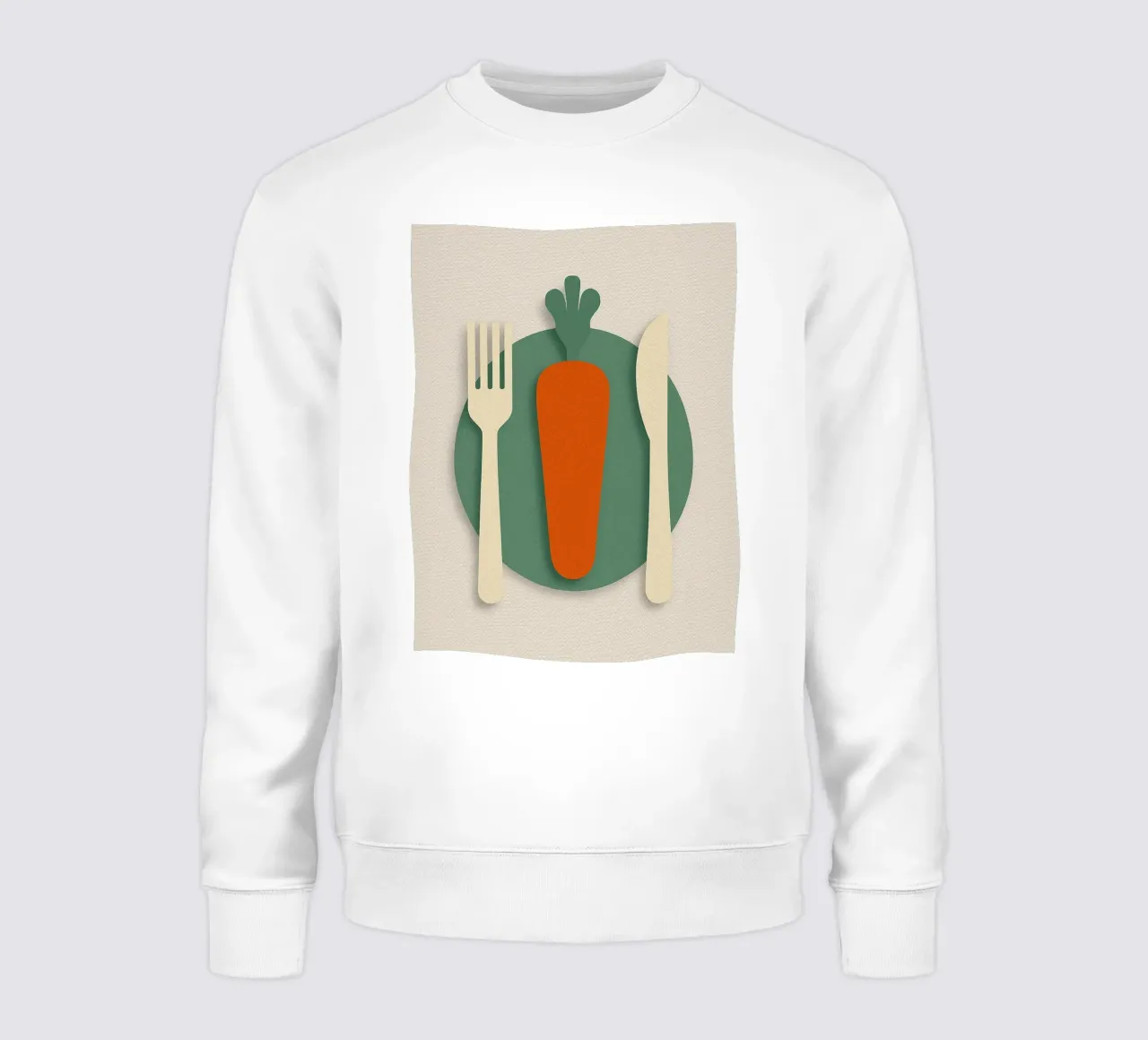 carota sul piatto cucchiaio e coltello felpa da SADELA