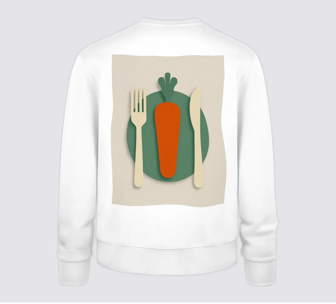 carota sul piatto cucchiaio e coltello felpa da SADELA