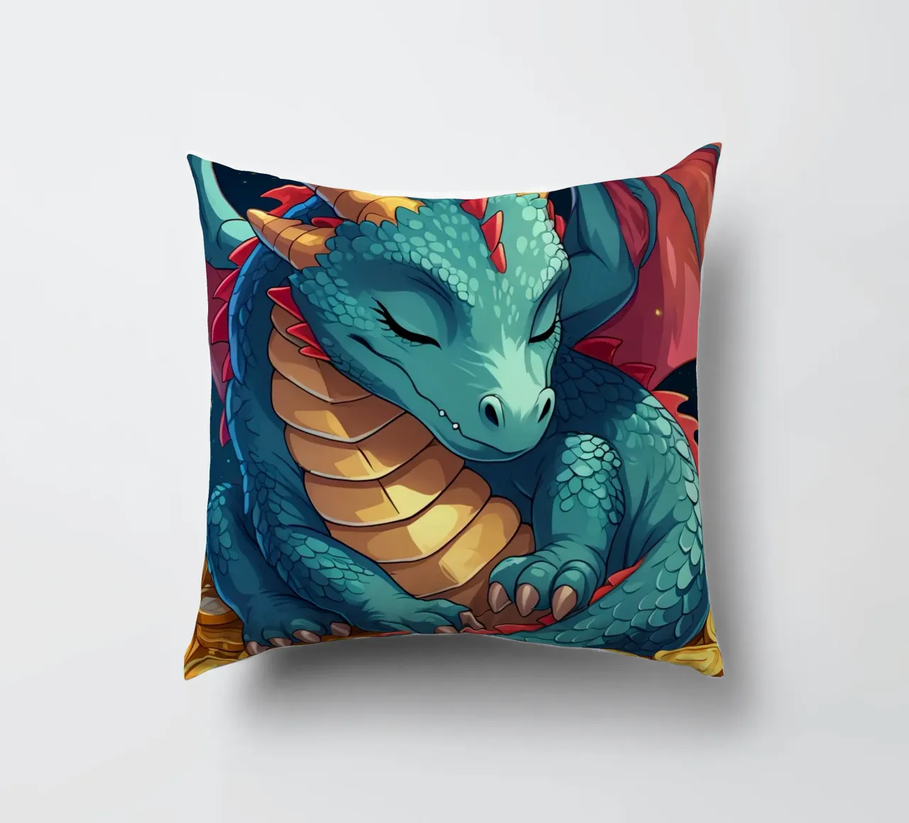 Drago che dorme sulle monete d'oro cuscino da DesignDoodle
