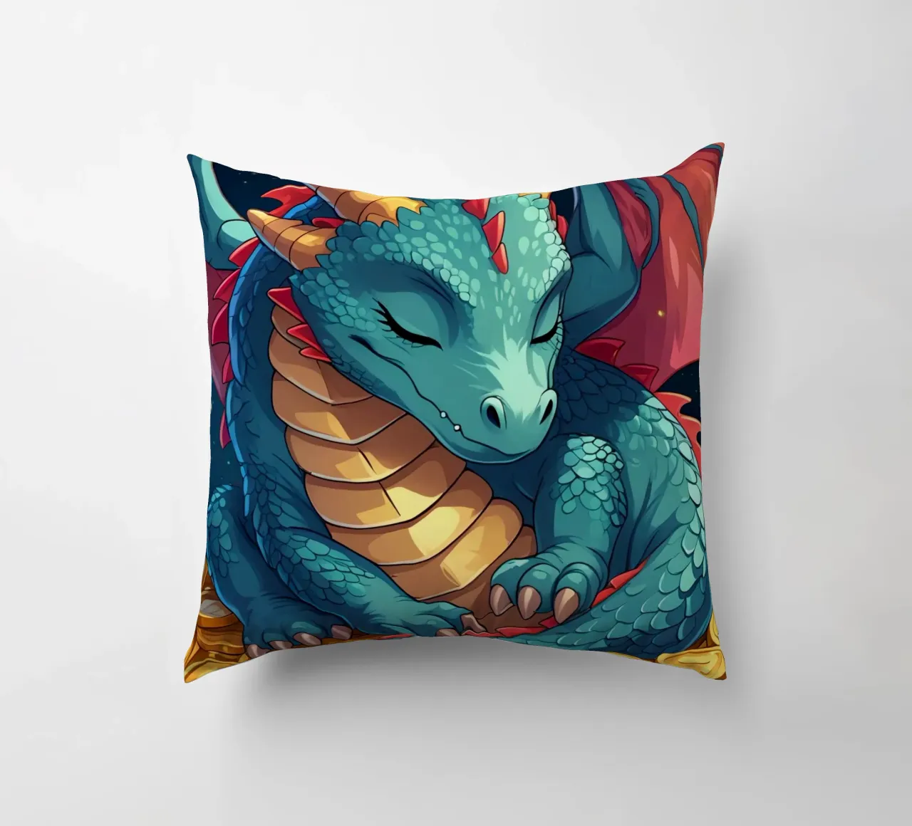 Drago che dorme sulle monete d'oro cuscino da DesignDoodle