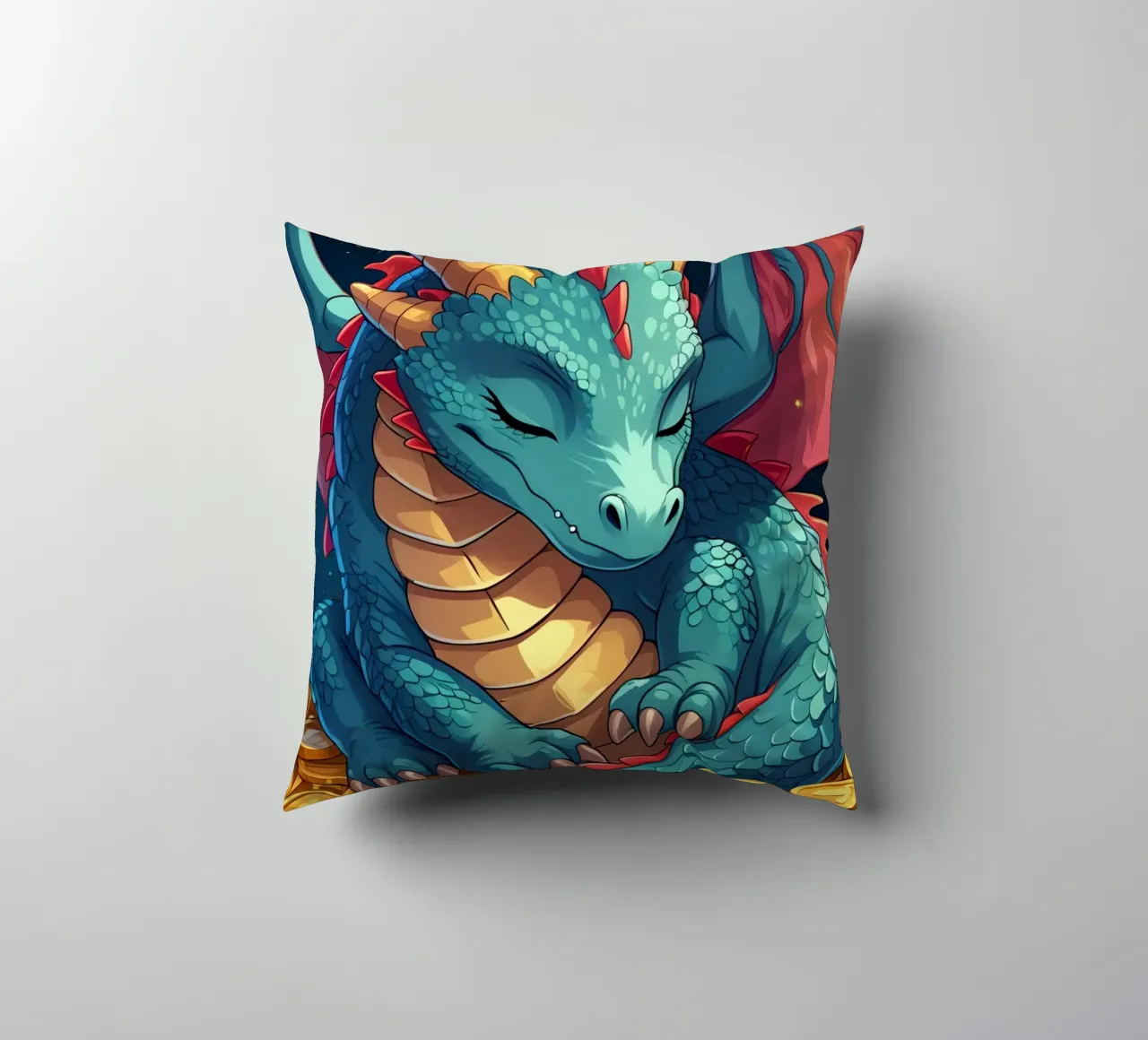 Drago che dorme sulle monete d'oro cuscino da DesignDoodle