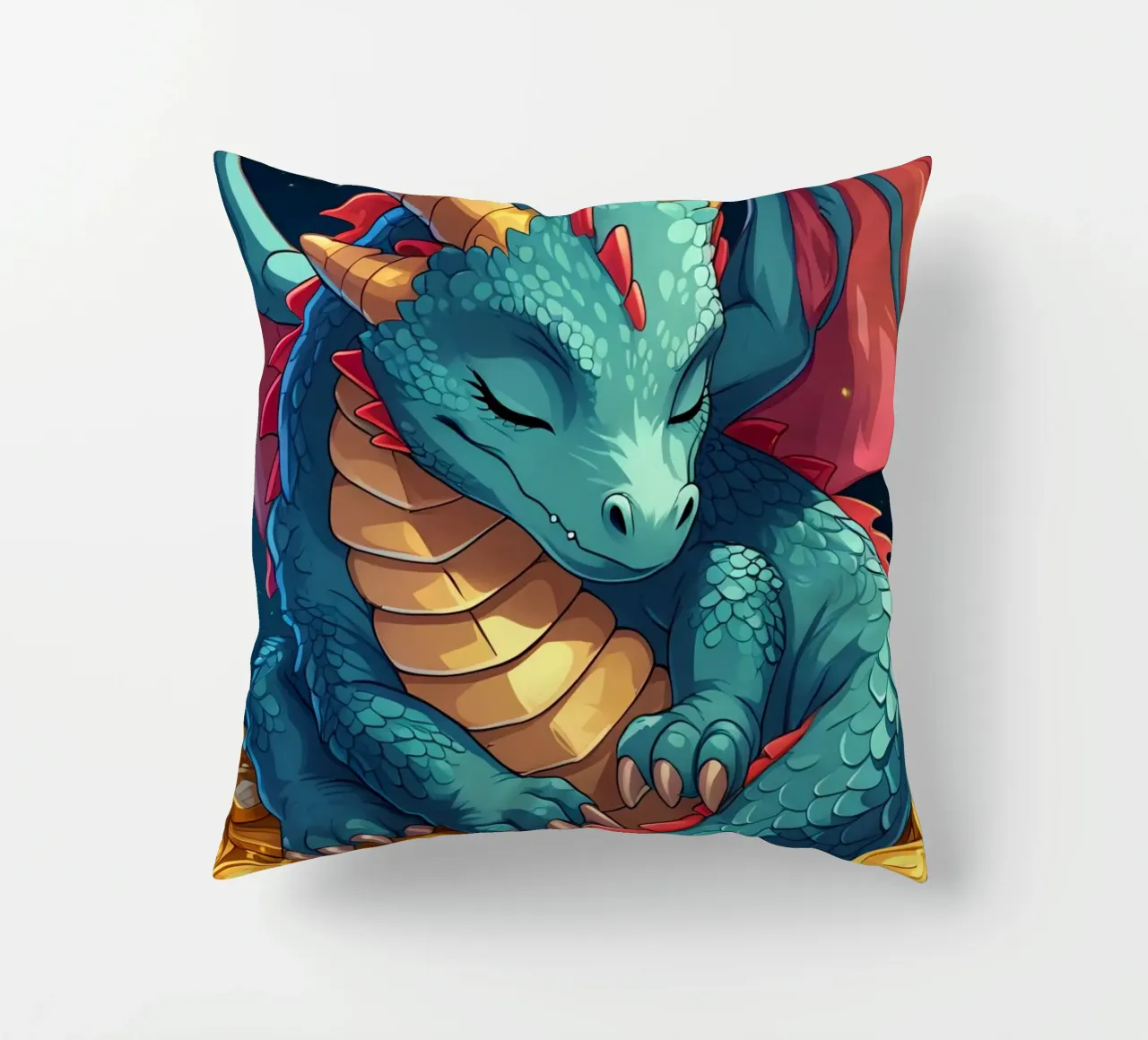 Drago che dorme sulle monete d'oro cuscino da DesignDoodle