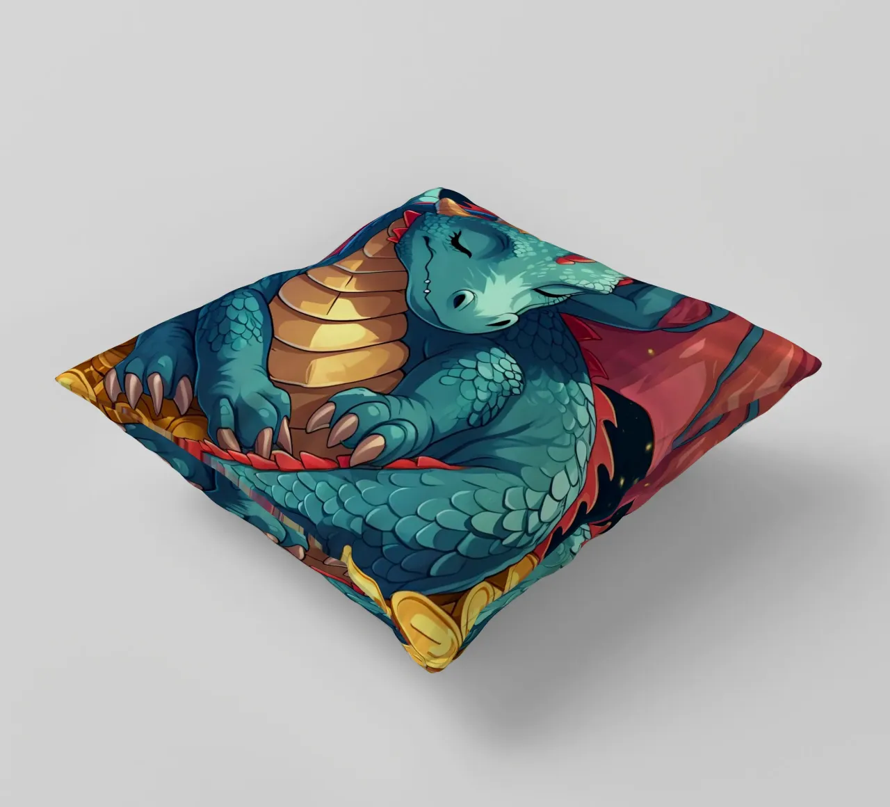 Drago che dorme sulle monete d'oro cuscino da DesignDoodle