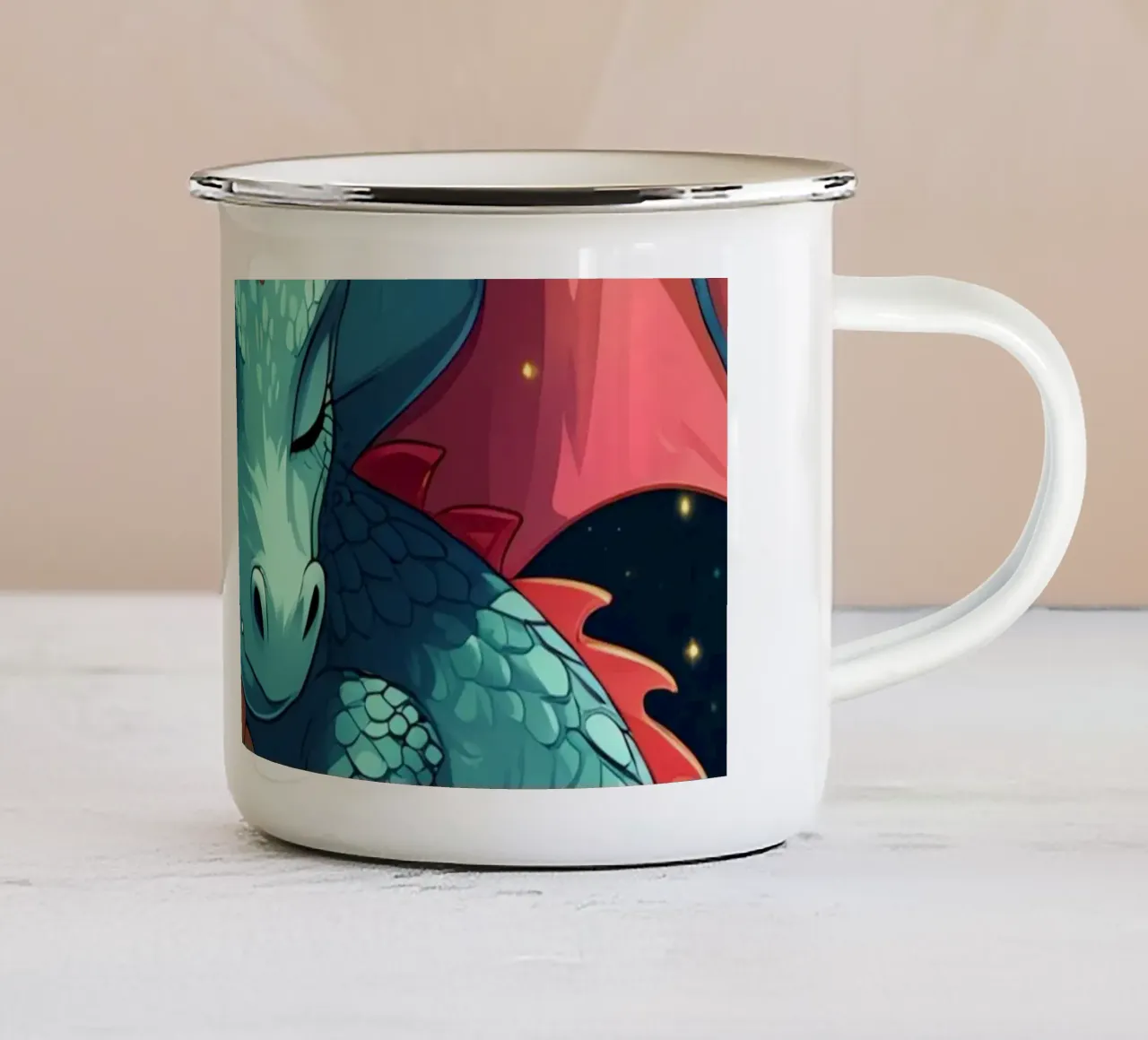 Drago che dorme sulle monete d'oro tazza in smalto da DesignDoodle