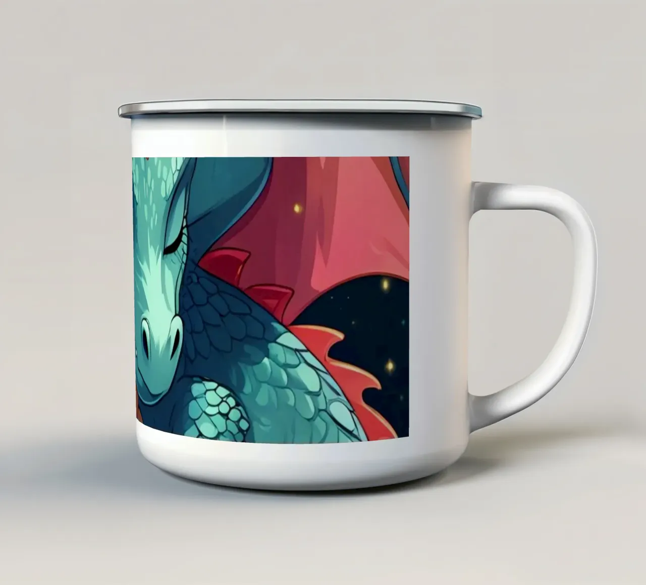 Drago che dorme sulle monete d'oro tazza in smalto da DesignDoodle