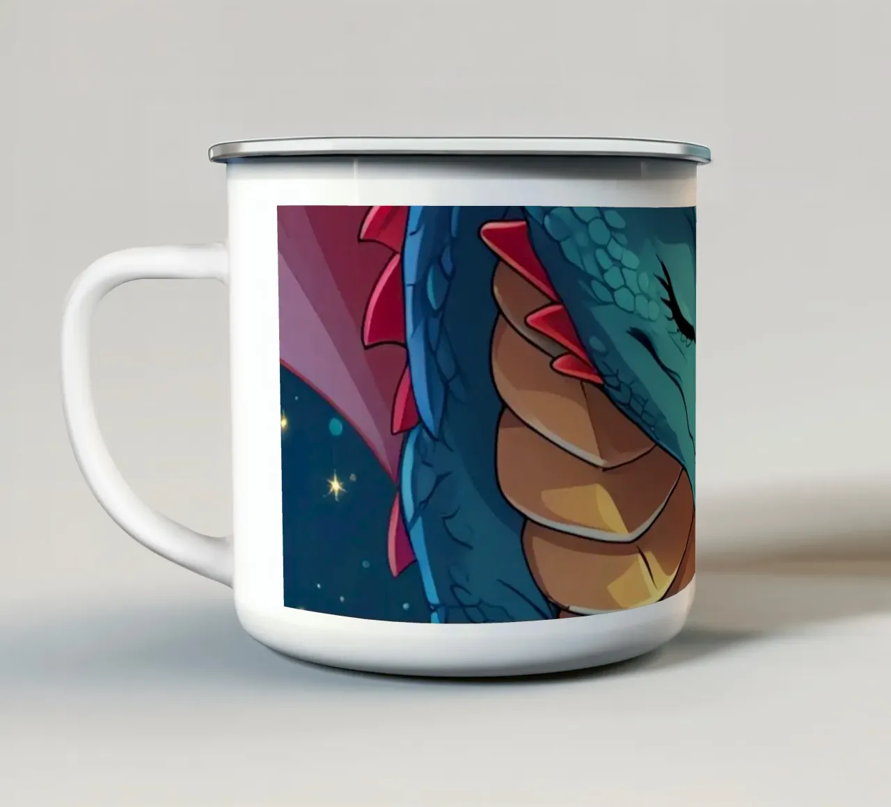 Drago che dorme sulle monete d'oro tazza in smalto da DesignDoodle