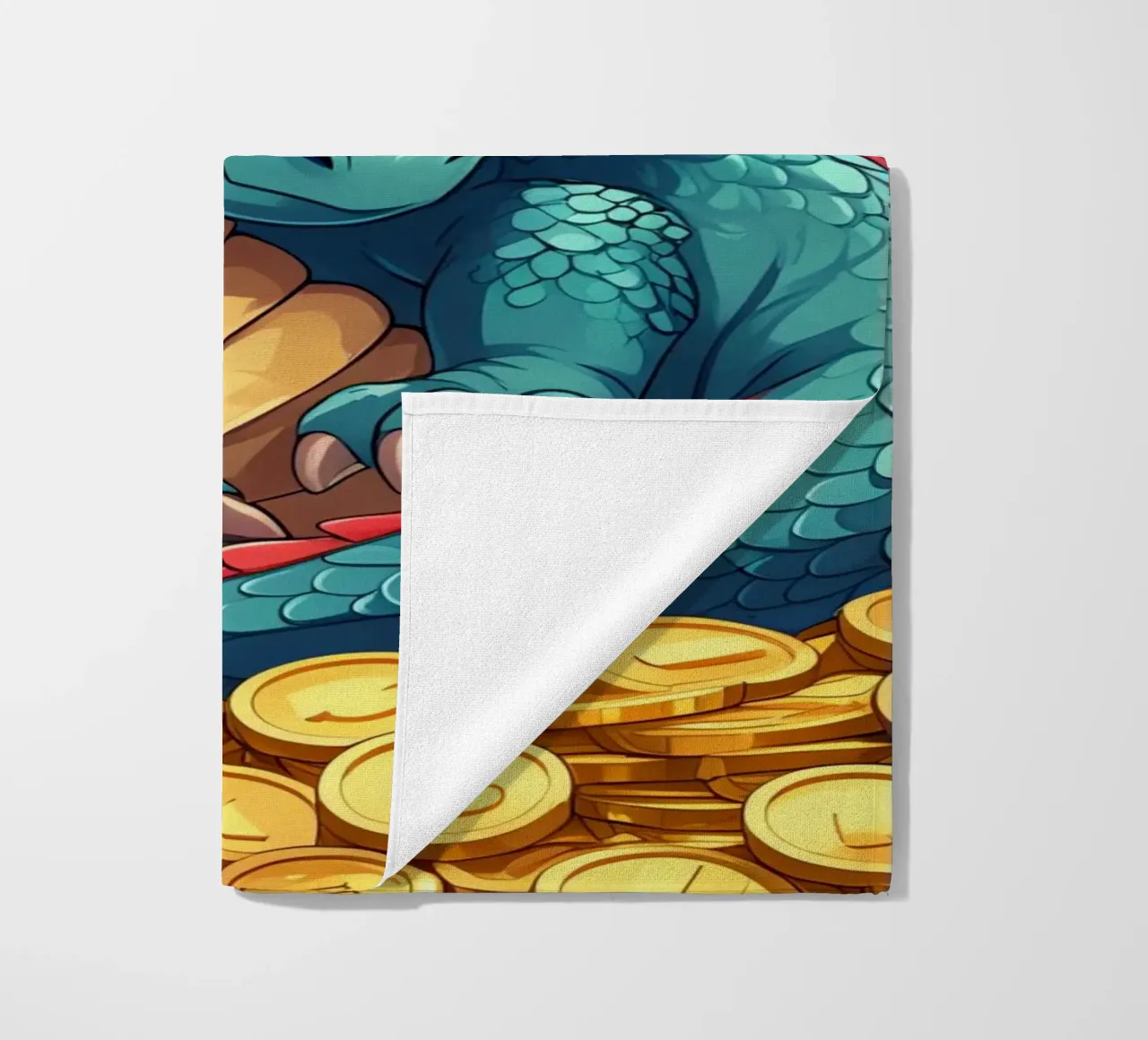 Drago che dorme sulle monete d'oro telo mare da DesignDoodle