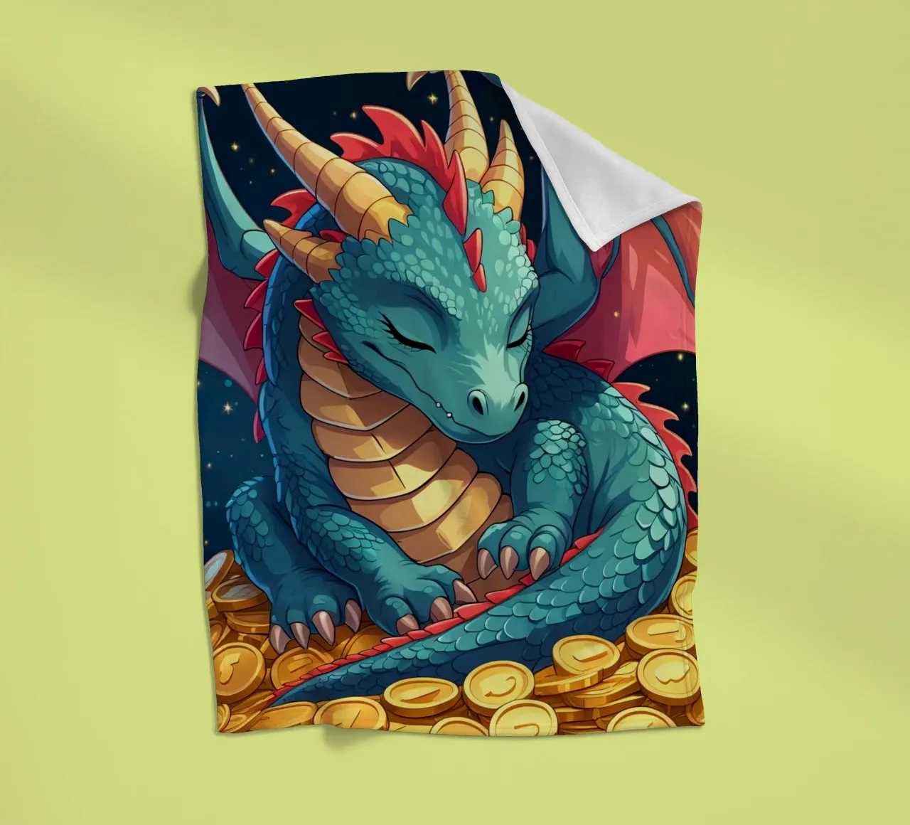 Drago che dorme sulle monete d'oro coperta in pile da DesignDoodle