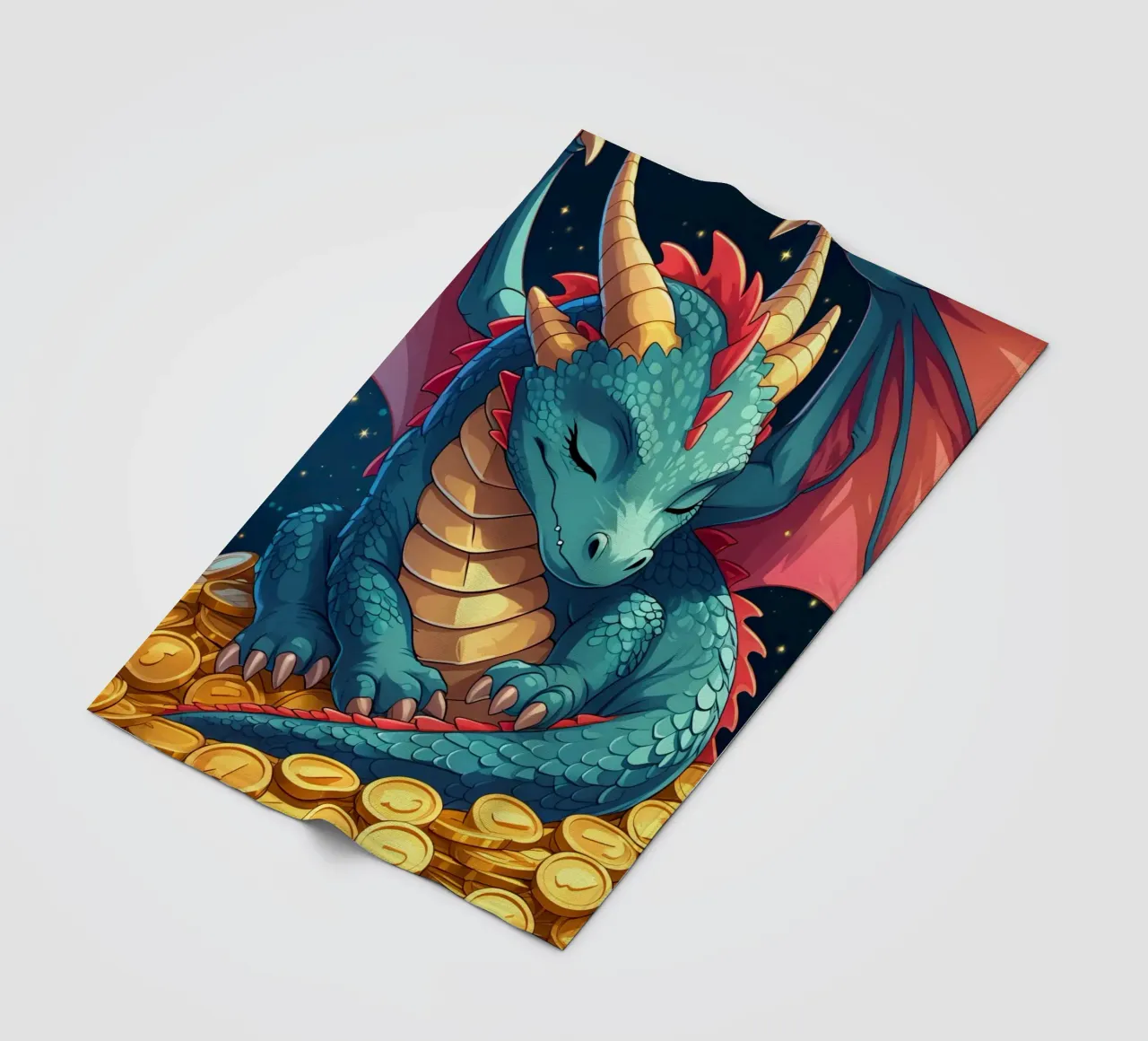Drago che dorme sulle monete d'oro coperta in pile da DesignDoodle