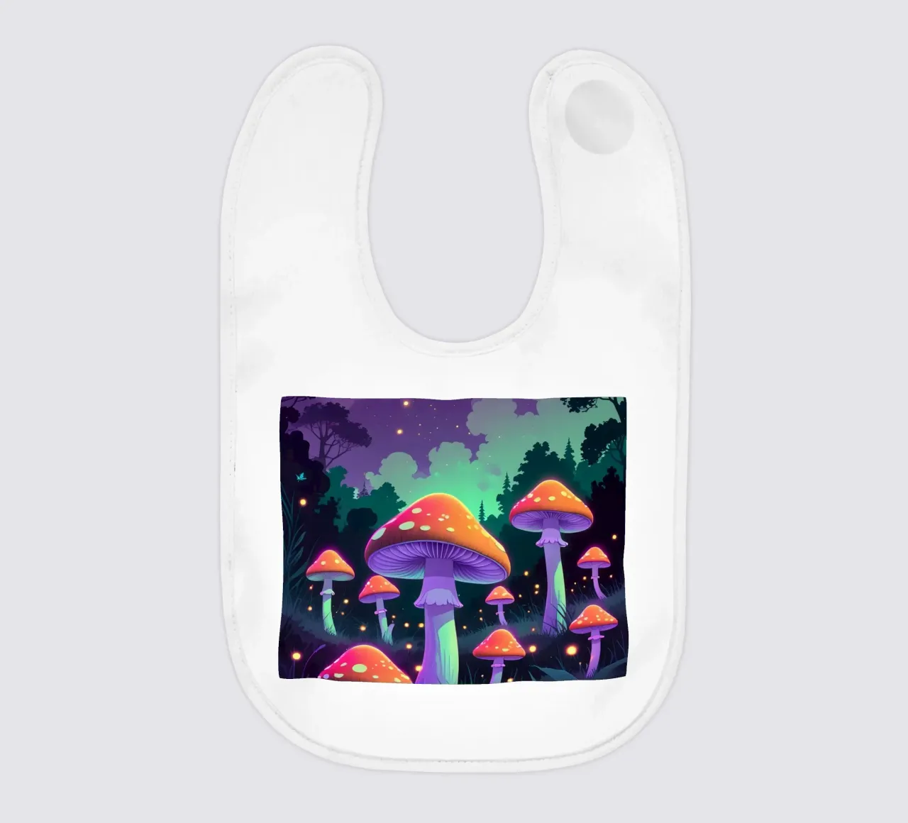 Foresta incantata con funghi luminosi bavaglino da DesignDoodle