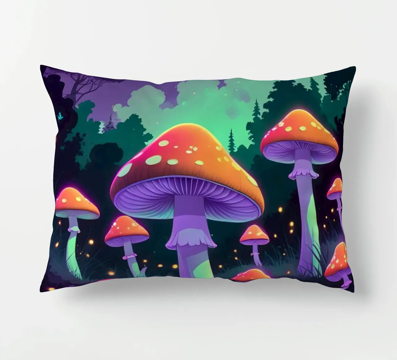Foresta incantata con funghi luminosi cuscino da DesignDoodle