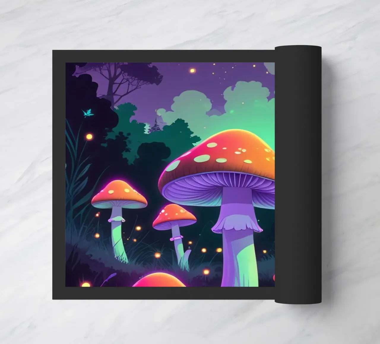 Foresta incantata con funghi luminosi zerbino da DesignDoodle