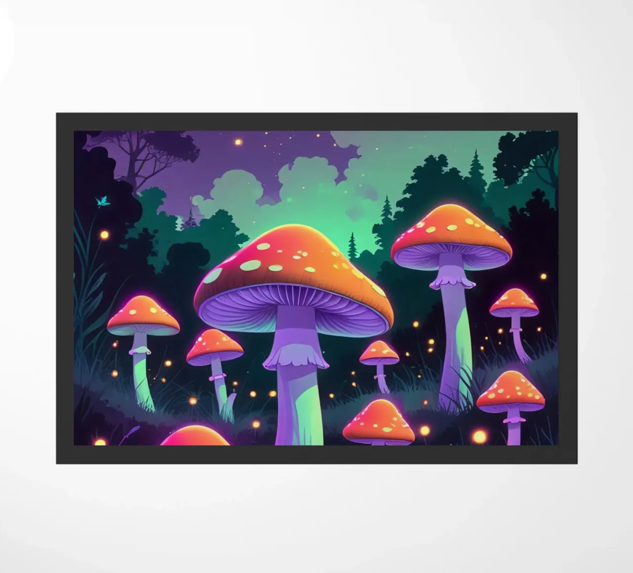Foresta incantata con funghi luminosi zerbino da DesignDoodle