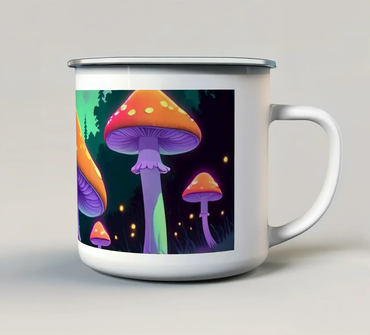 Foresta incantata con funghi luminosi tazza in smalto da DesignDoodle